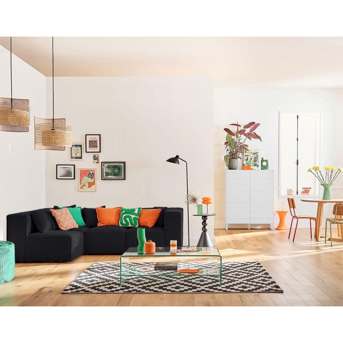 LISA DESIGN Arty - canapé modulable d'angle gauche 5 places - en tissu mailles 3d