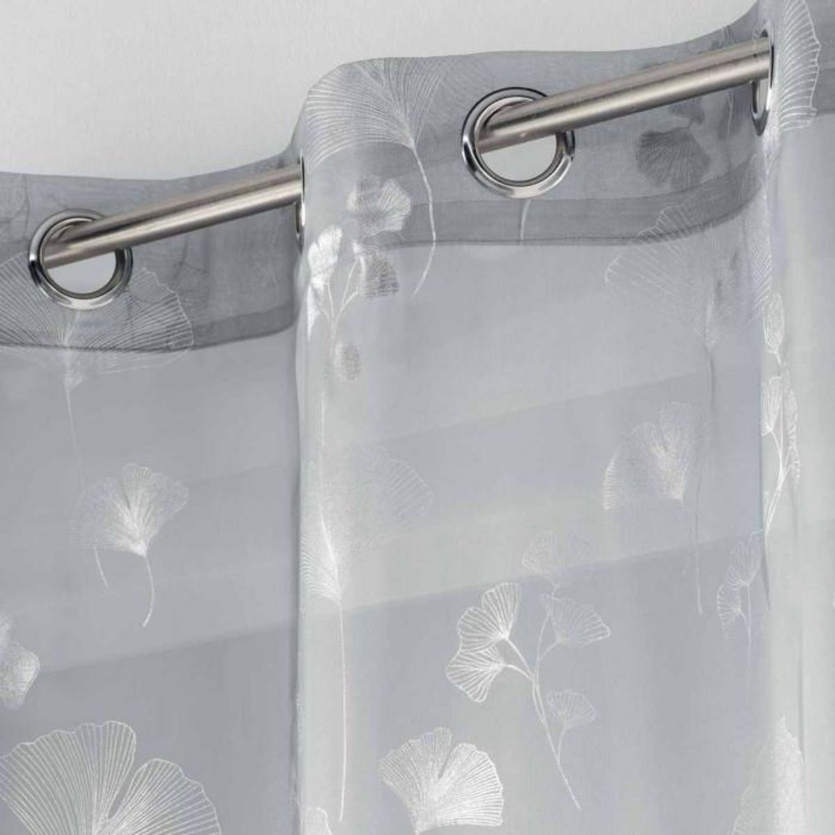 Paris Prix Rideau Voilage à Œillets  Bloomy  140x240cm Gris