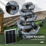 Voir la diapositive 6 : OUTSUNNY Fontaine de jardin à énergie solaire - fontaine roche cascade 5 niv. LED pompe incluse - résine gris