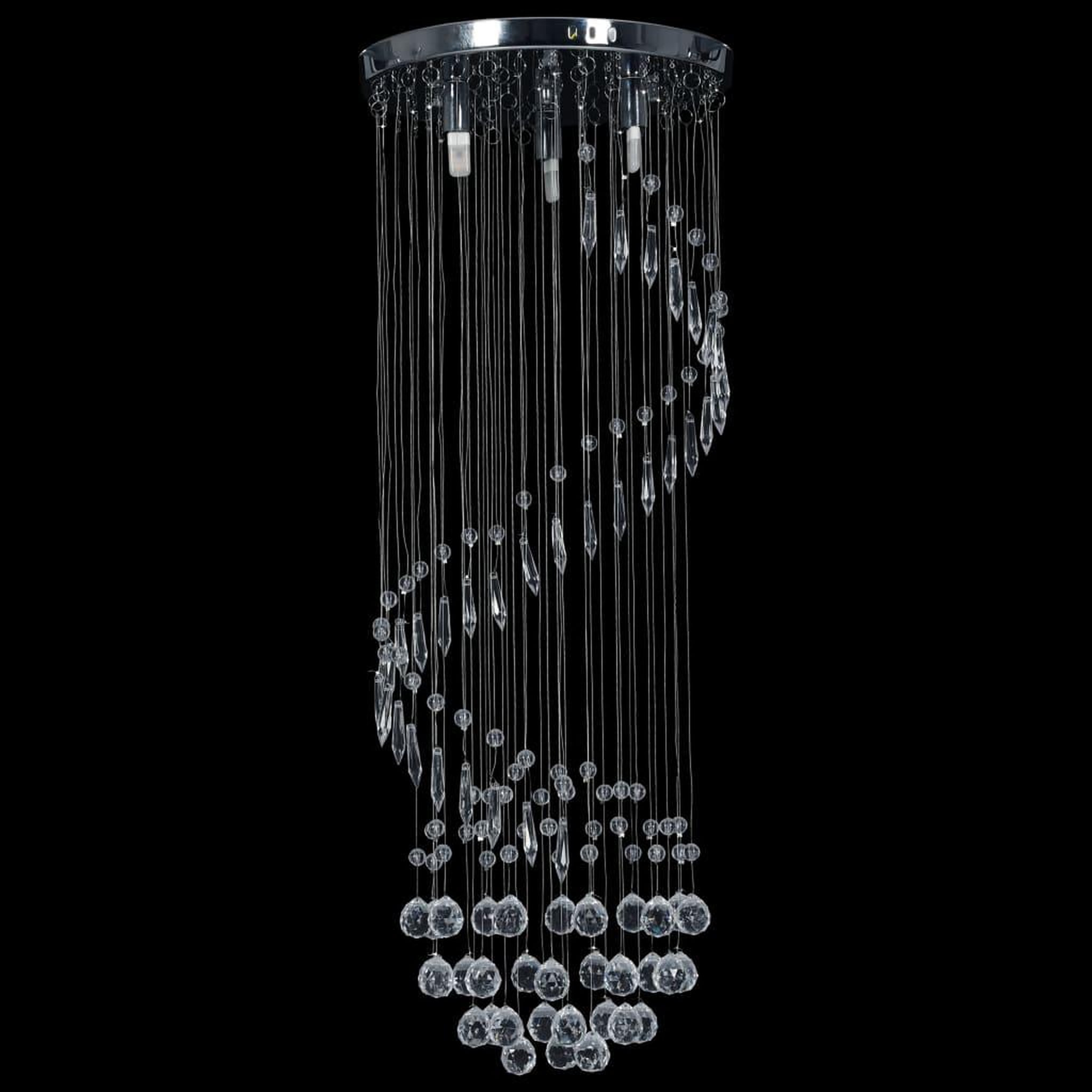 Voir la diapositive 3 : VIDAXL Plafonnier avec perles de cristal Argente Spirale G9