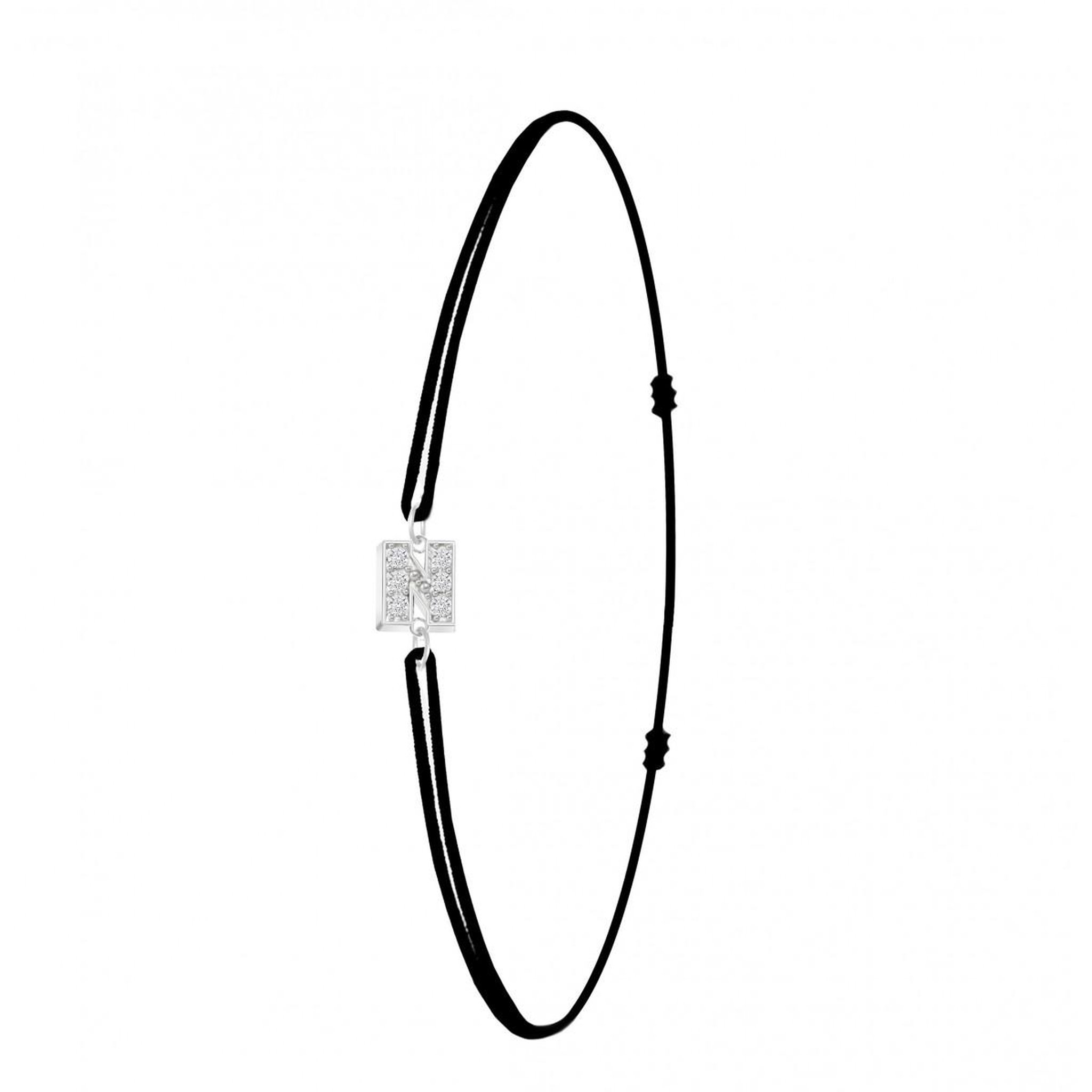 SC CRYSTAL Bracelet lettre N élastique noir SC Crystal orné de Cristaux scintillants