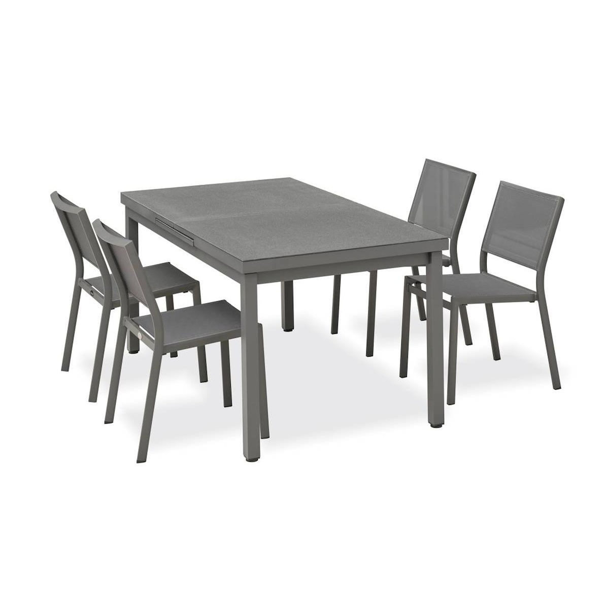 Paris Prix Ensemble Table de Jardin Extensible & 4 Chaises  Dania & Stockholm  160-210cm Anthracite