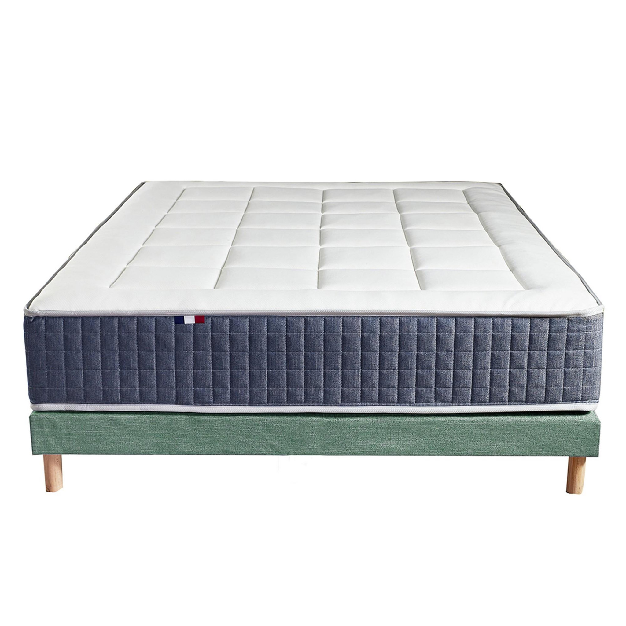 Voir la diapositive 5 : IDLITERIE Ensemble Matelas Ressort 7 zones + Mémoire de forme + Sommier KING STYLE Fabriqué en France