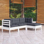 Voir la diapositive 1 : VIDAXL Salon de jardin 4 pcs avec coussins blanc bois de pin