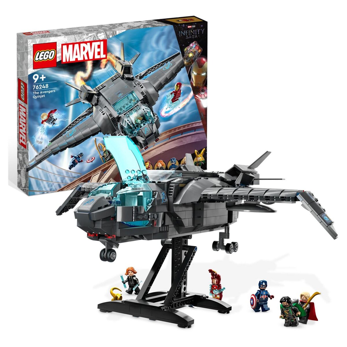 LEGO Marvel Super Heros 76248 Le Quinjet des Avengers, Jouet de Vaisseau Spatial avec Figurines, Infinity