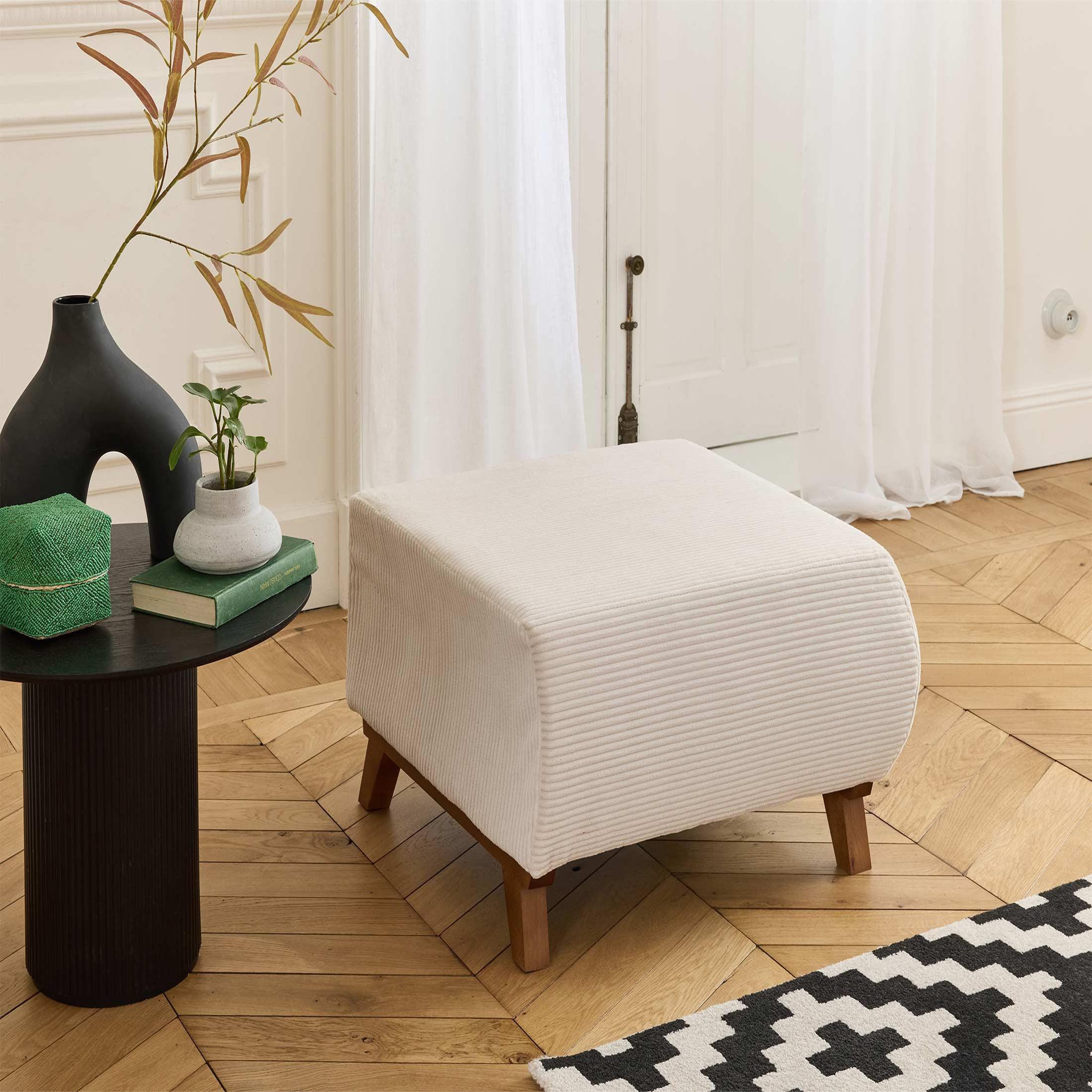 Voir la diapositive 5 : BEST MOBILIER Cristal - pouf modulable - 65 cm - en velours côtelé