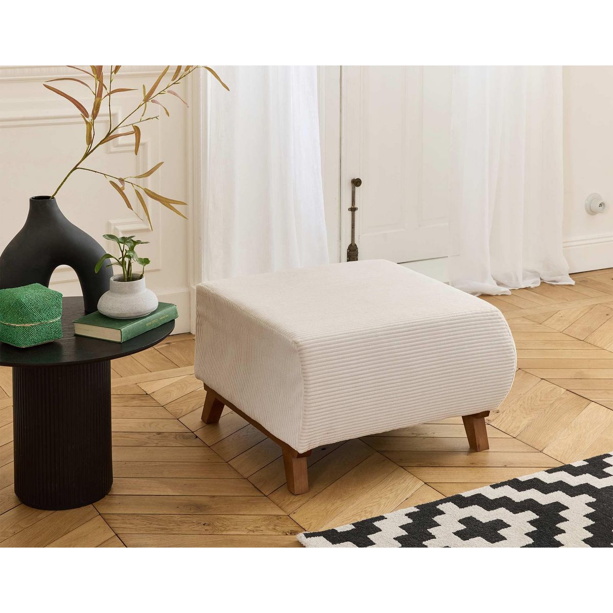 BEST MOBILIER Cristal - pouf modulable - 65 cm - en velours côtelé