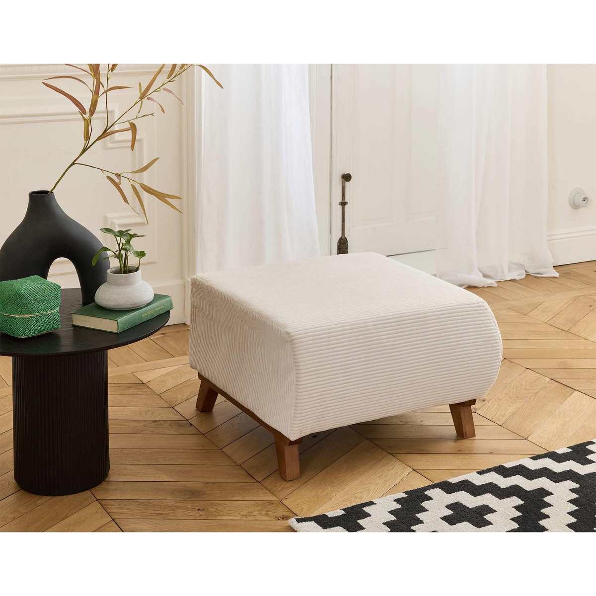 BEST MOBILIER Cristal - pouf modulable - 65 cm - en velours côtelé