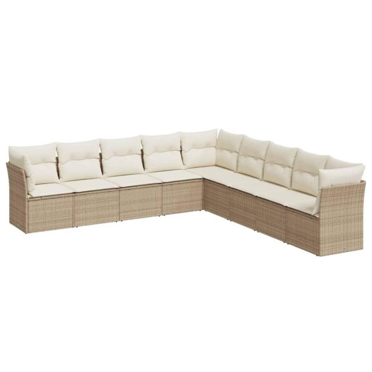 VIDAXL Salon de jardin avec coussins 9 pcs beige resine tressee
