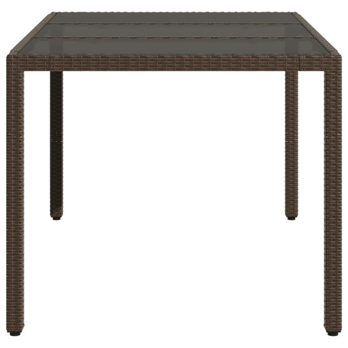 VIDAXL Table de jardin avec dessus en verre marron resine tressee