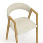 Voir la diapositive 6 : ID MARKET Lot de 4 chaises CAMILLE en métal effet bois et tissu beige avec accoudoirs