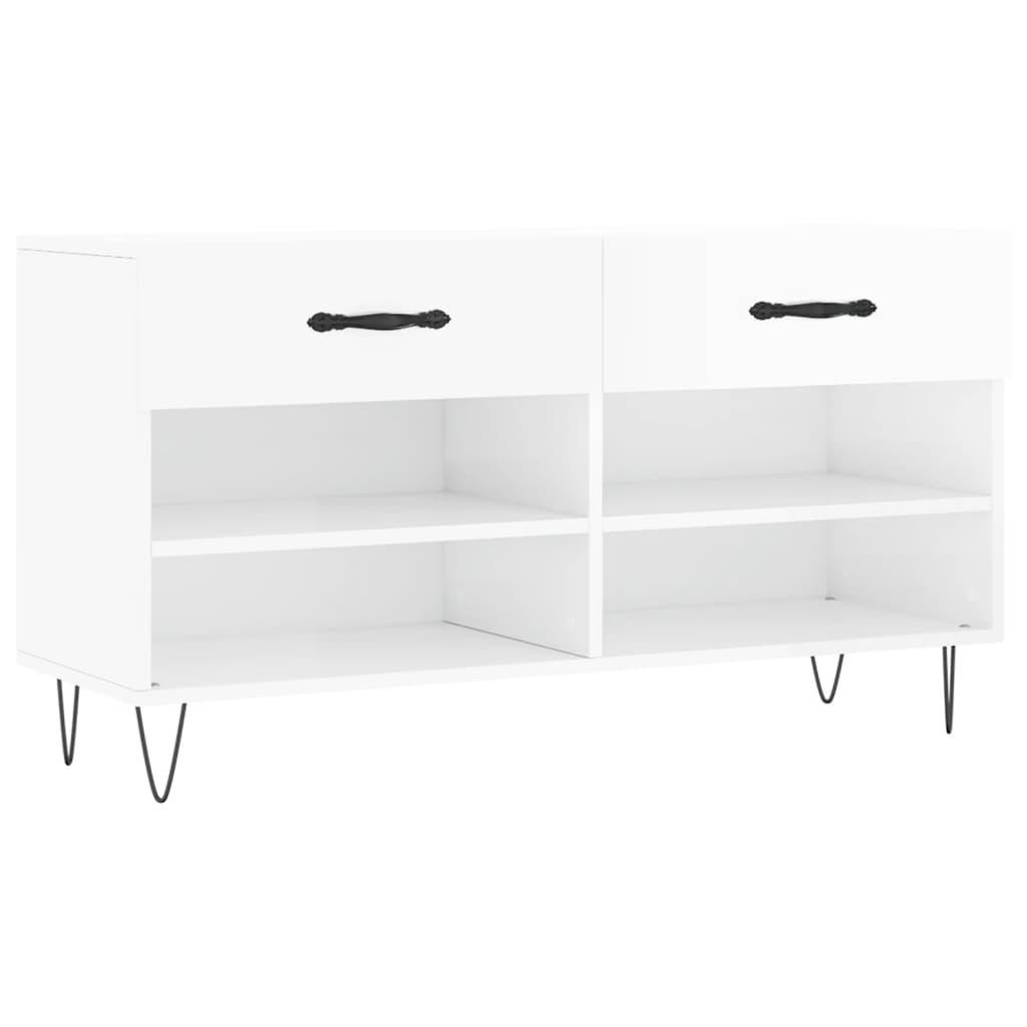 Voir la diapositive 2 : VIDAXL Banc a chaussures blanc brillant 102x35x55 cm bois d'ingenierie