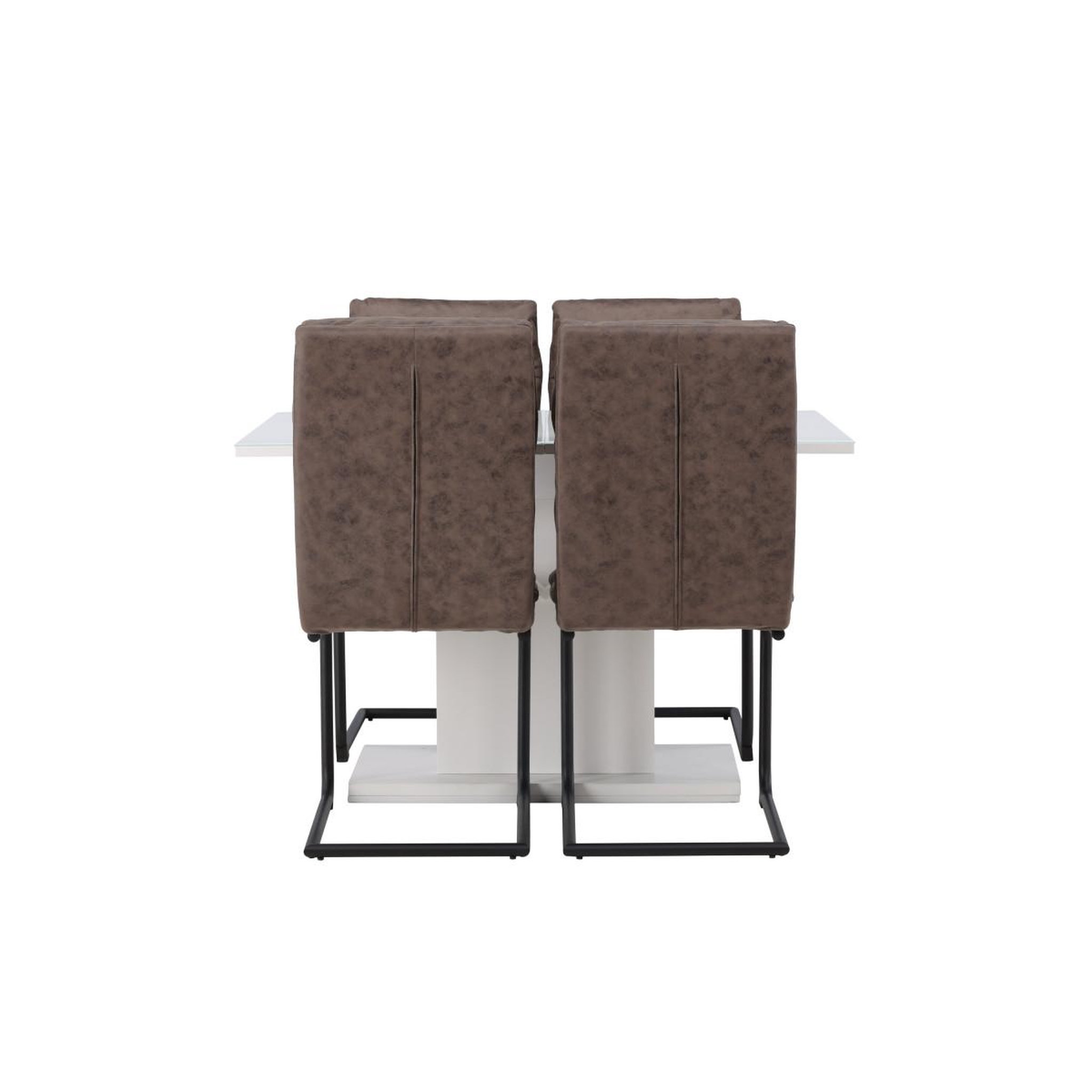 Voir la diapositive 4 : Paris Prix Ensemble table à manger extensible & 4 chaises  pluto & zizo  160cm blanc & marron
