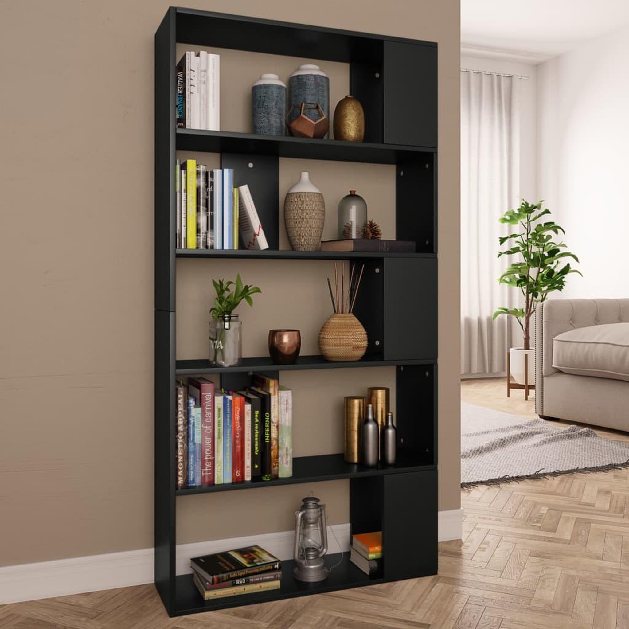 VIDAXL Bibliotheque/Separateur de piece Noir Bois d'ingenierie