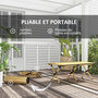 Voir la diapositive 4 : OUTSUNNY Table de camping pique-nique pliable - plateau enroulable - acier alu aspect bois naturel