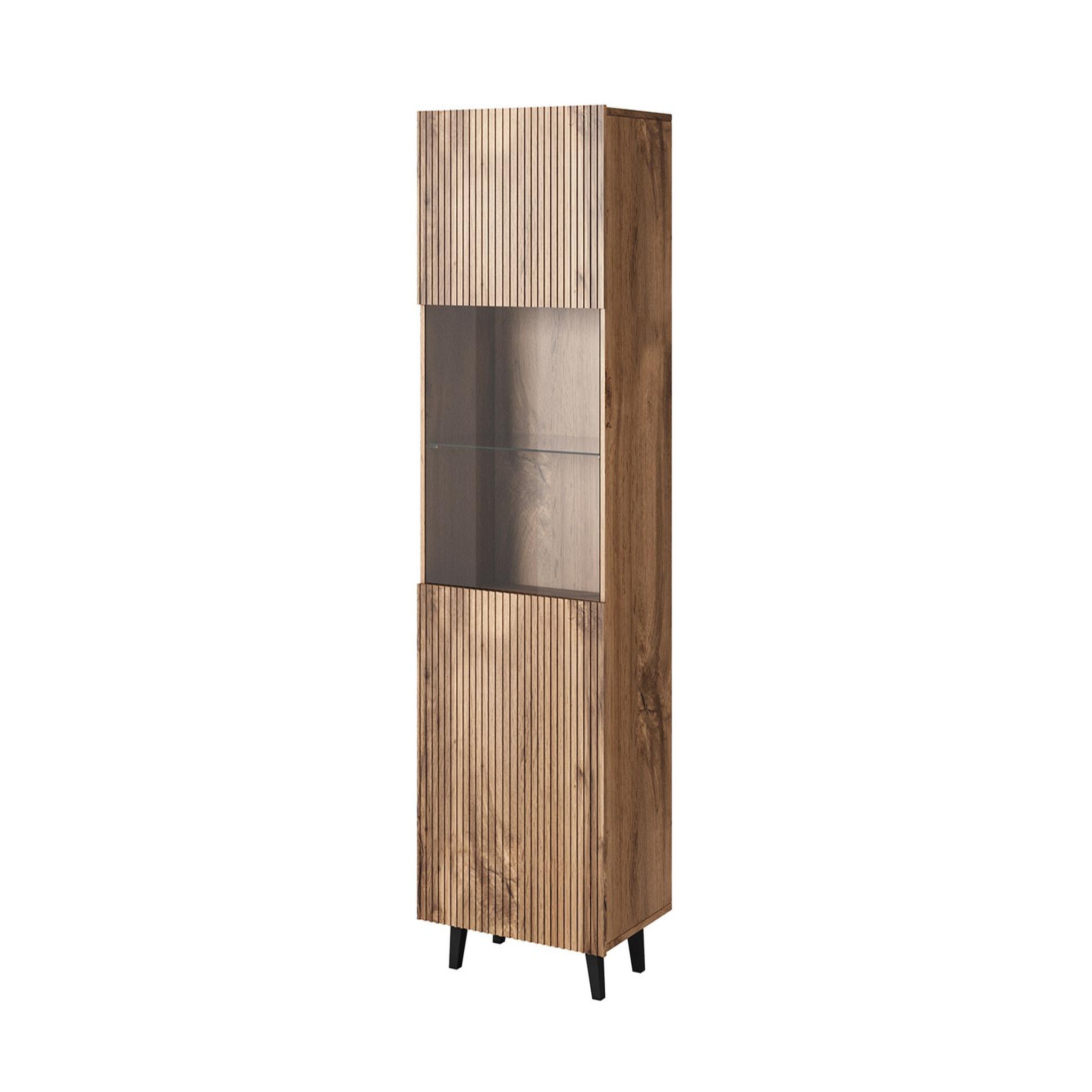 Voir la diapositive 1 : BEST MOBILIER Come - vitrine - effet bois - 1 porte - 60x182 cm