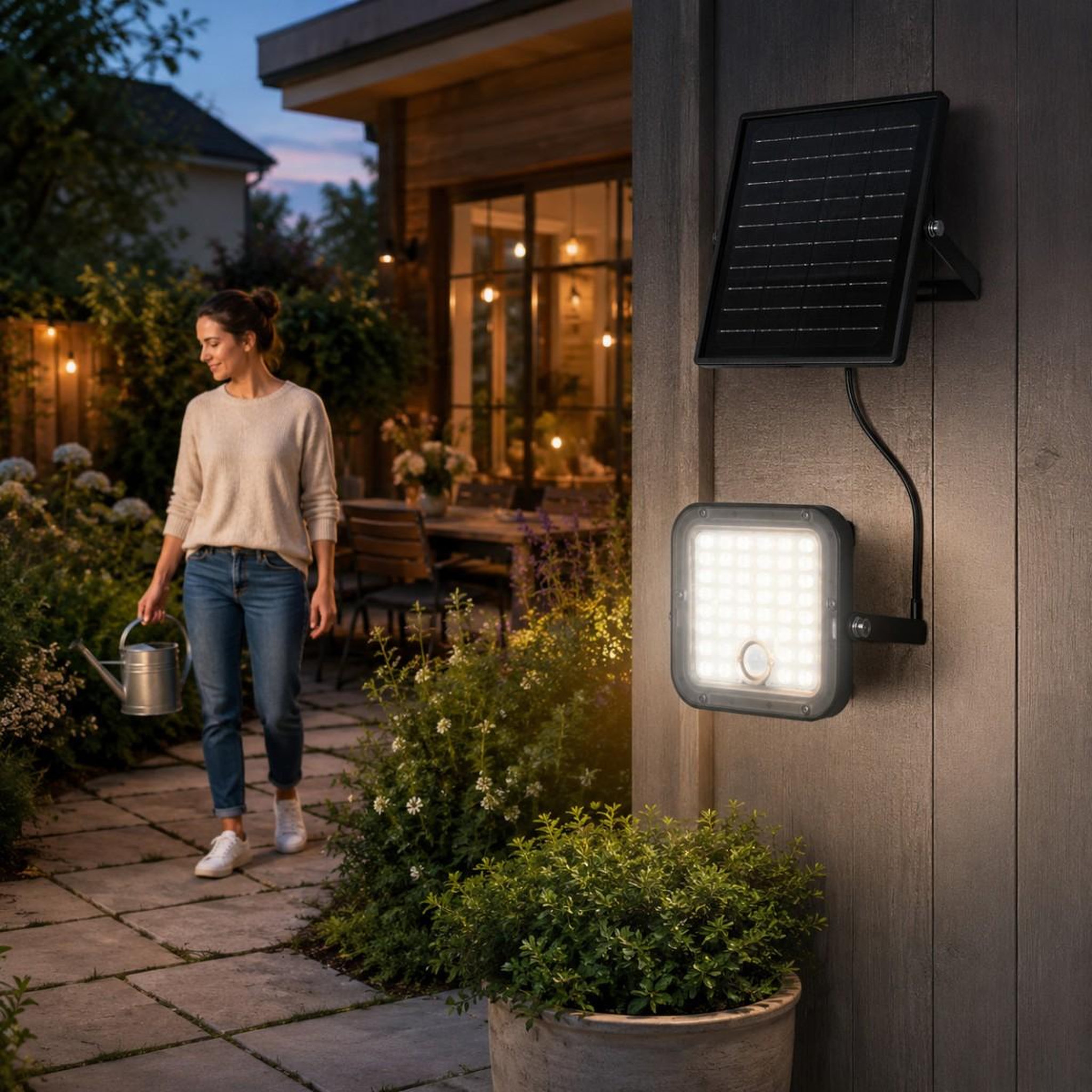 Voir la diapositive 2 : ASLO Projecteur solaire led 10w 1500lm détecteur de mouvement télécommande spot exterieur noir jardin panneau déporté 5m aslo