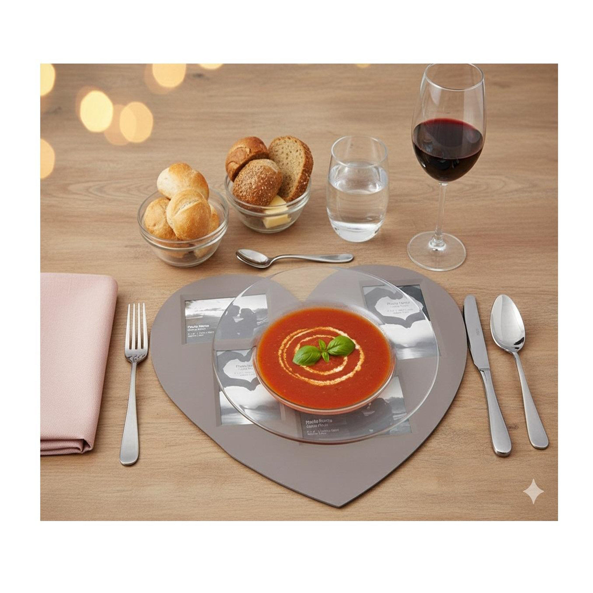 Voir la diapositive 2 : Eden Set de table photos coeur design et moderne