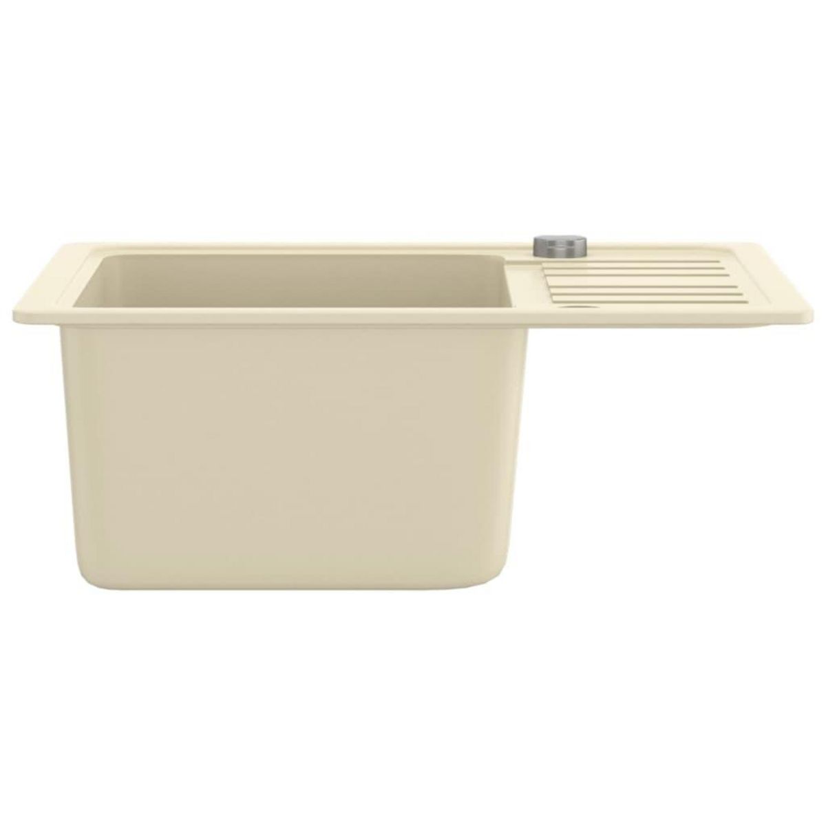 VIDAXL Evier de cuisine Granit Seul lavabo Beige