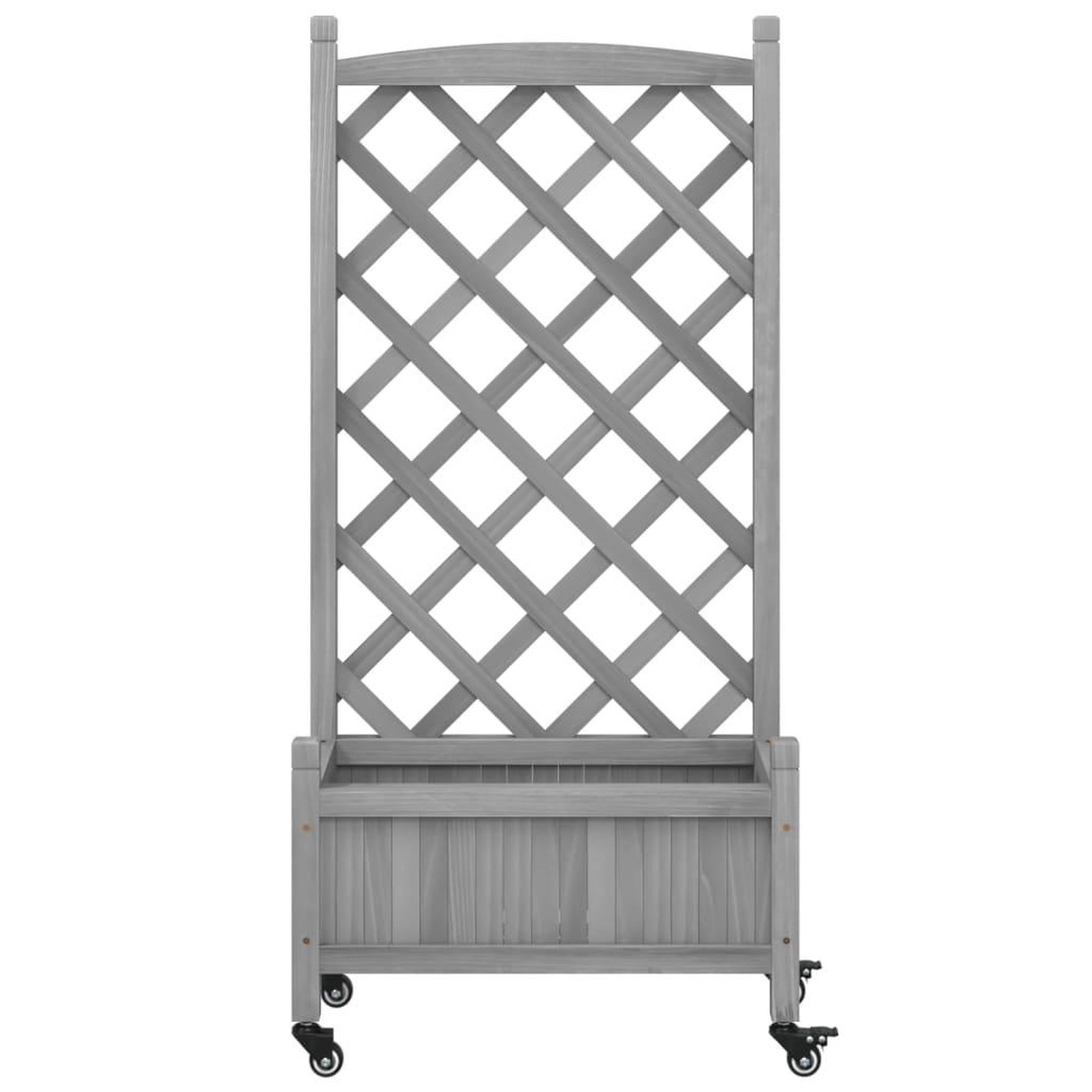 Voir la diapositive 4 : VIDAXL Jardiniere avec treillis et roues gris bois massif de sapin