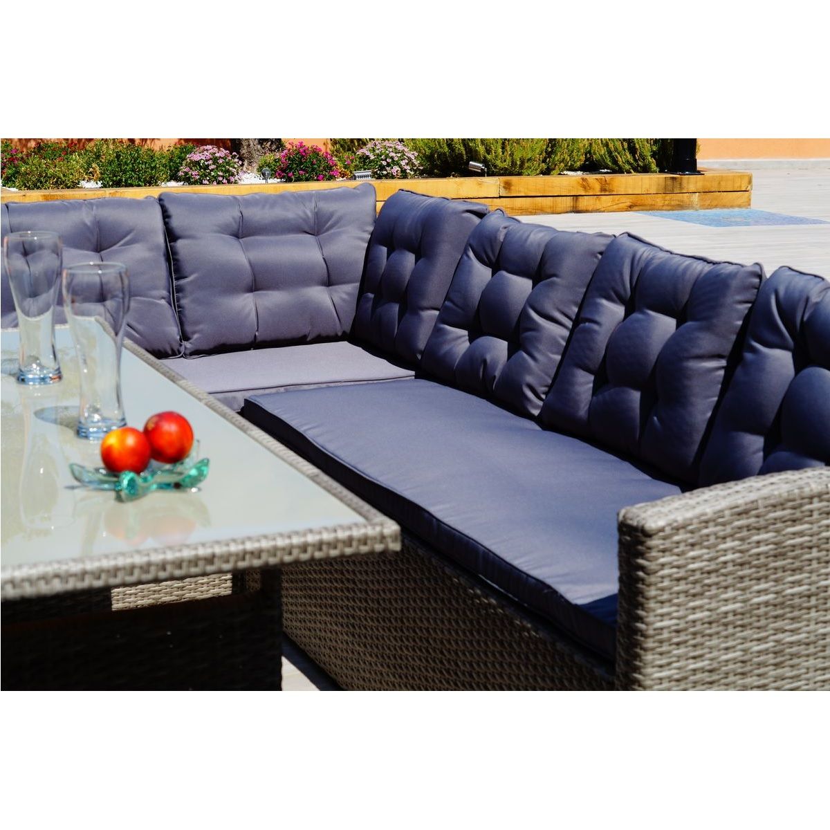 Salon repas de jardin en angle 9 personnes PAUL MATHIS