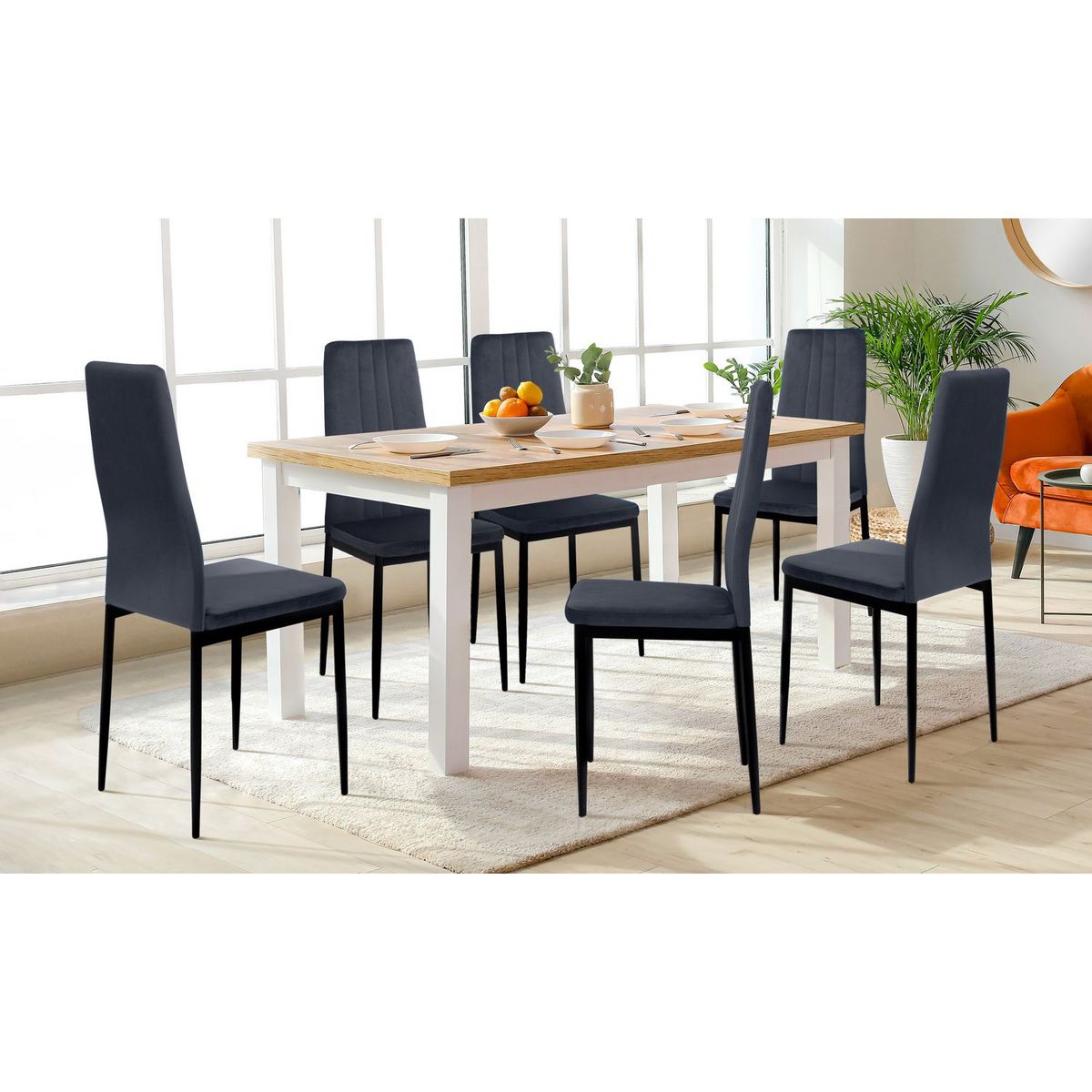 Lot de 6 chaises en velours JUNE