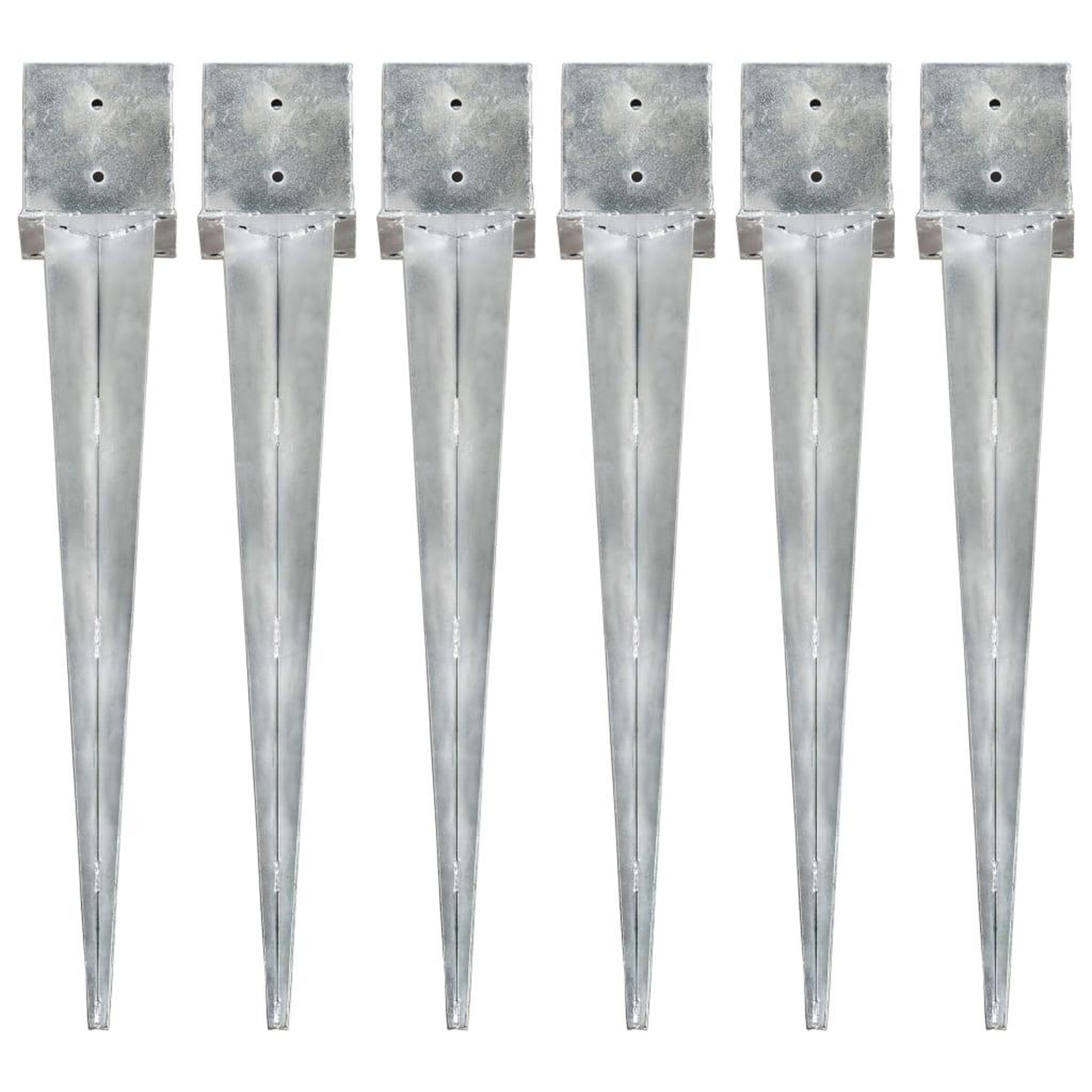 VIDAXL Piquets au sol 6 pcs Argente 14x14x91 cm Acier galvanise