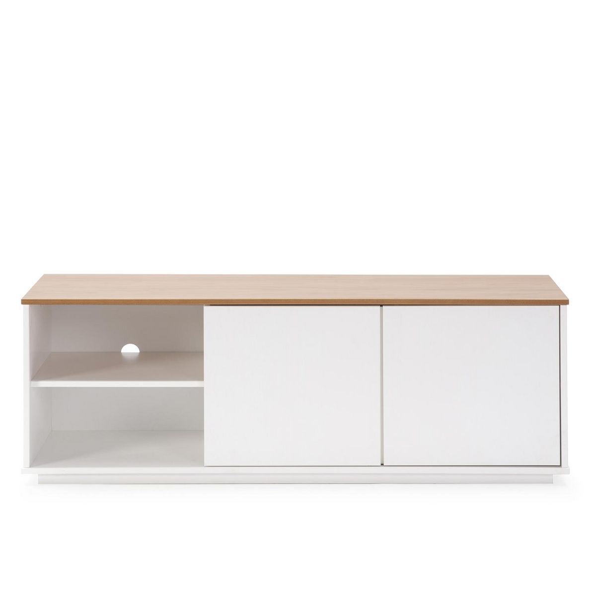 VS VENTA-STOCK Meuble tv Bob 2 Portes 2 niches blanc/chêne, bois massif