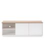 Voir la diapositive 3 : VS VENTA-STOCK Meuble tv Bob 2 Portes 2 niches blanc/chêne, bois massif
