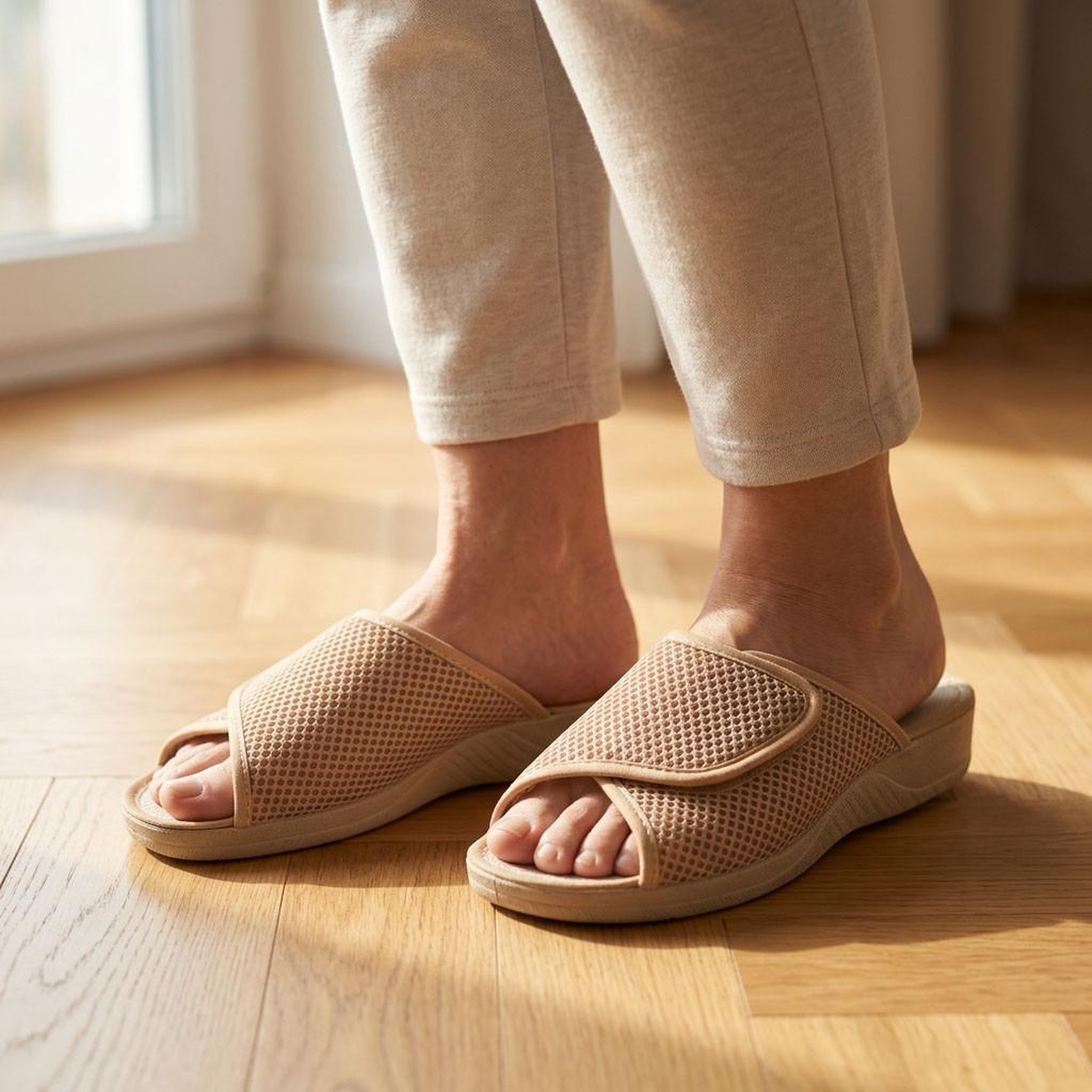 Voir la diapositive 2 : OZABI OZABI-Pantoufle Mule Femme Mesh Microperfore Scratch Ajustable Fabriquee en Espagne