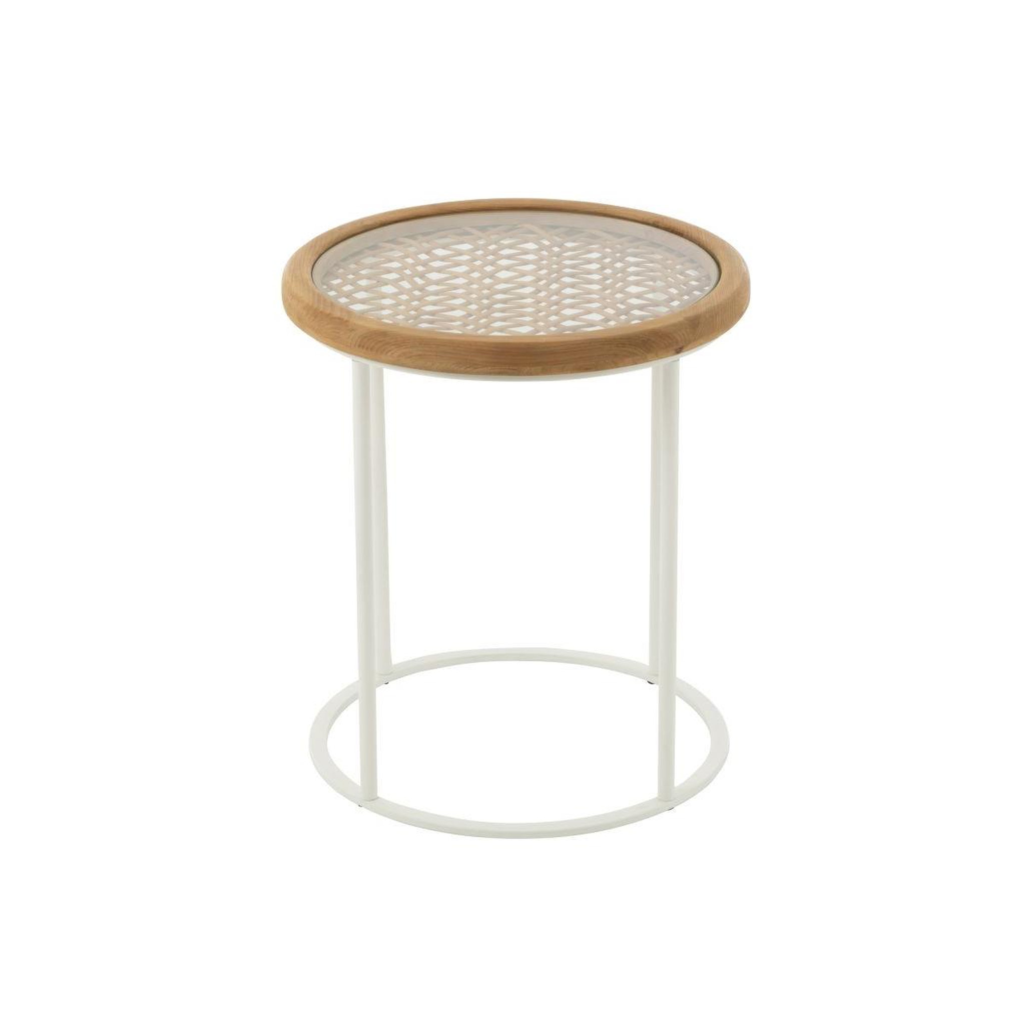 Voir la diapositive 2 : J-LINE Table d'appoint en bois  mati  56cm naturel & blanc