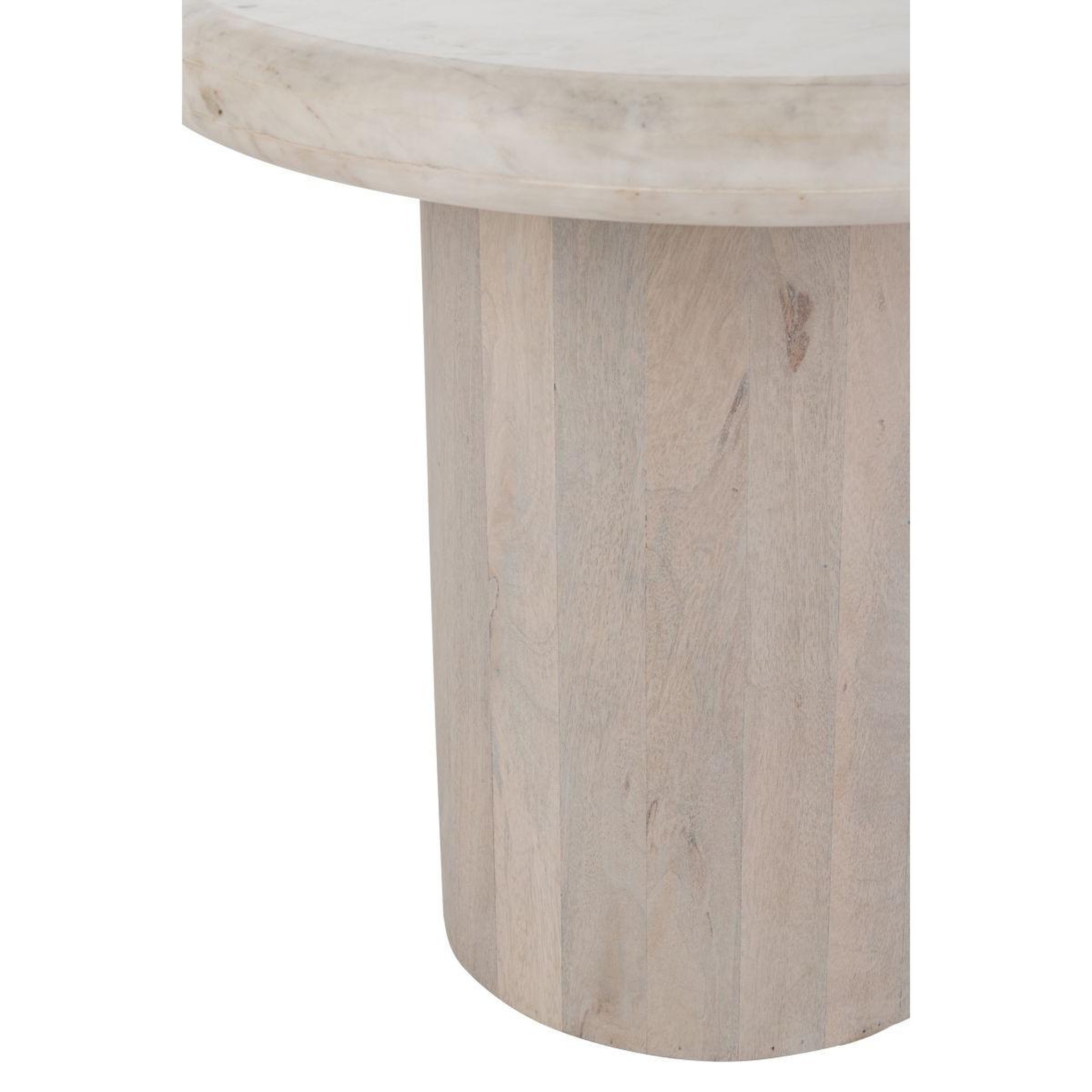 Voir la diapositive 2 : J-LINE Table d'appoint en marbre  noor  46cm blanc cassé