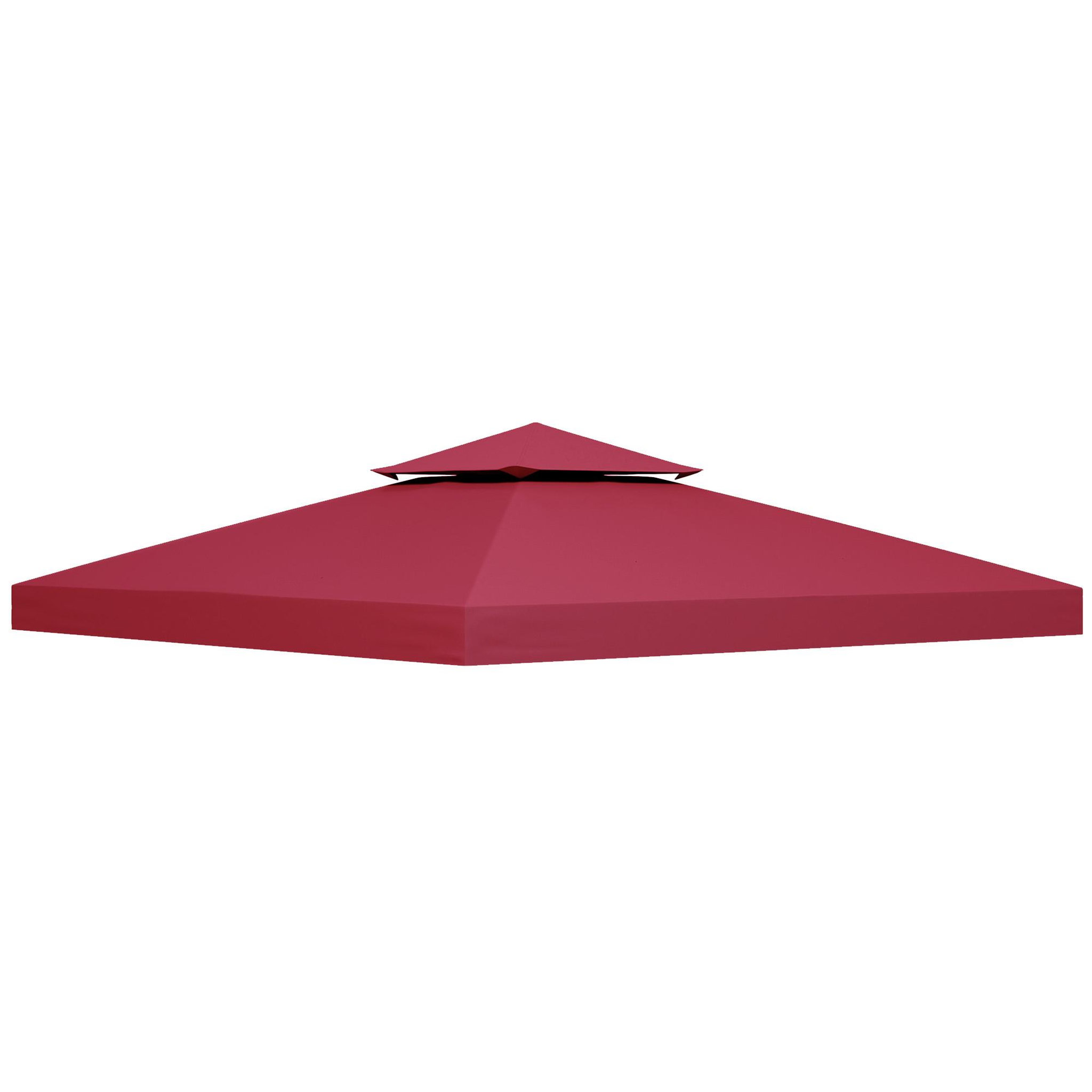 OUTSUNNY Toile de rechange pour pavillon tonnelle tente 3 x 3 m polyester haute densité 180 g/m² bordeaux