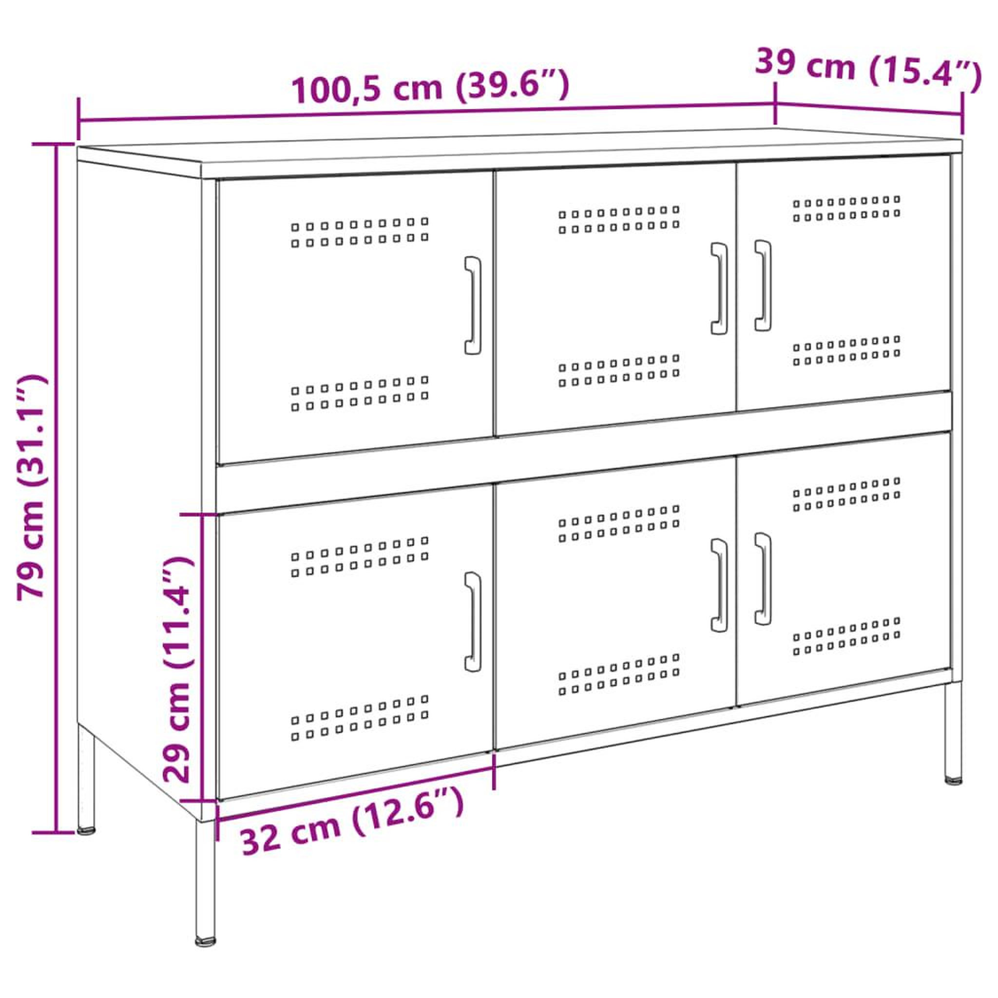 Voir la diapositive 6 : VIDAXL Buffet noir 100,5x39x79 cm acier