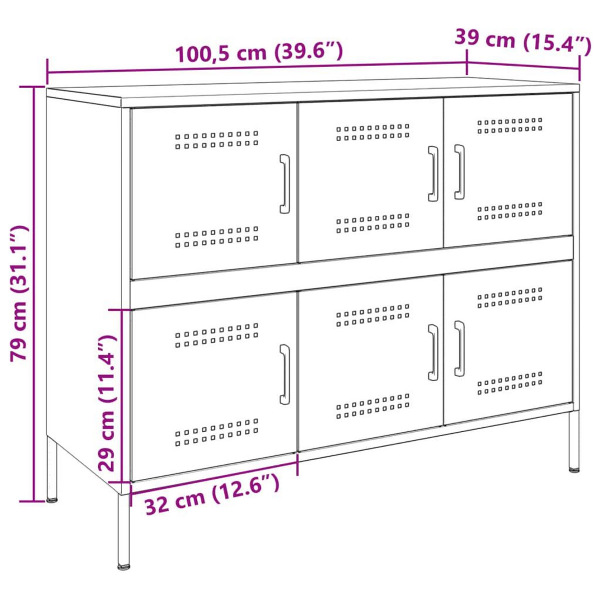 VIDAXL Buffet noir 100,5x39x79 cm acier