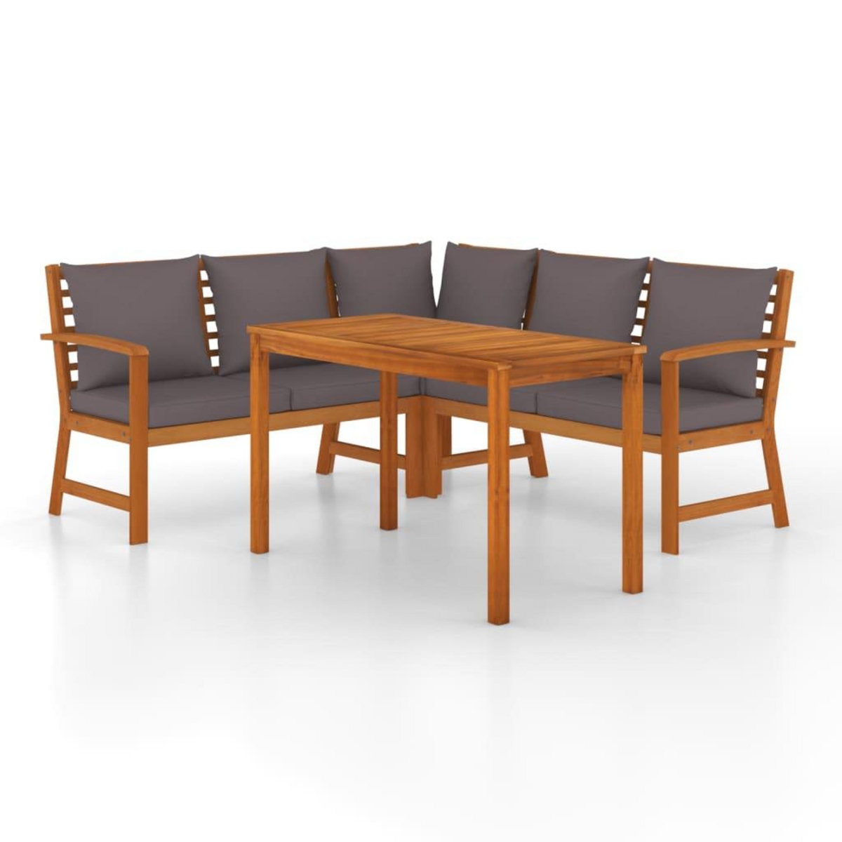 VIDAXL Ensemble a manger de jardin 4 pcs coussins Bois acacia