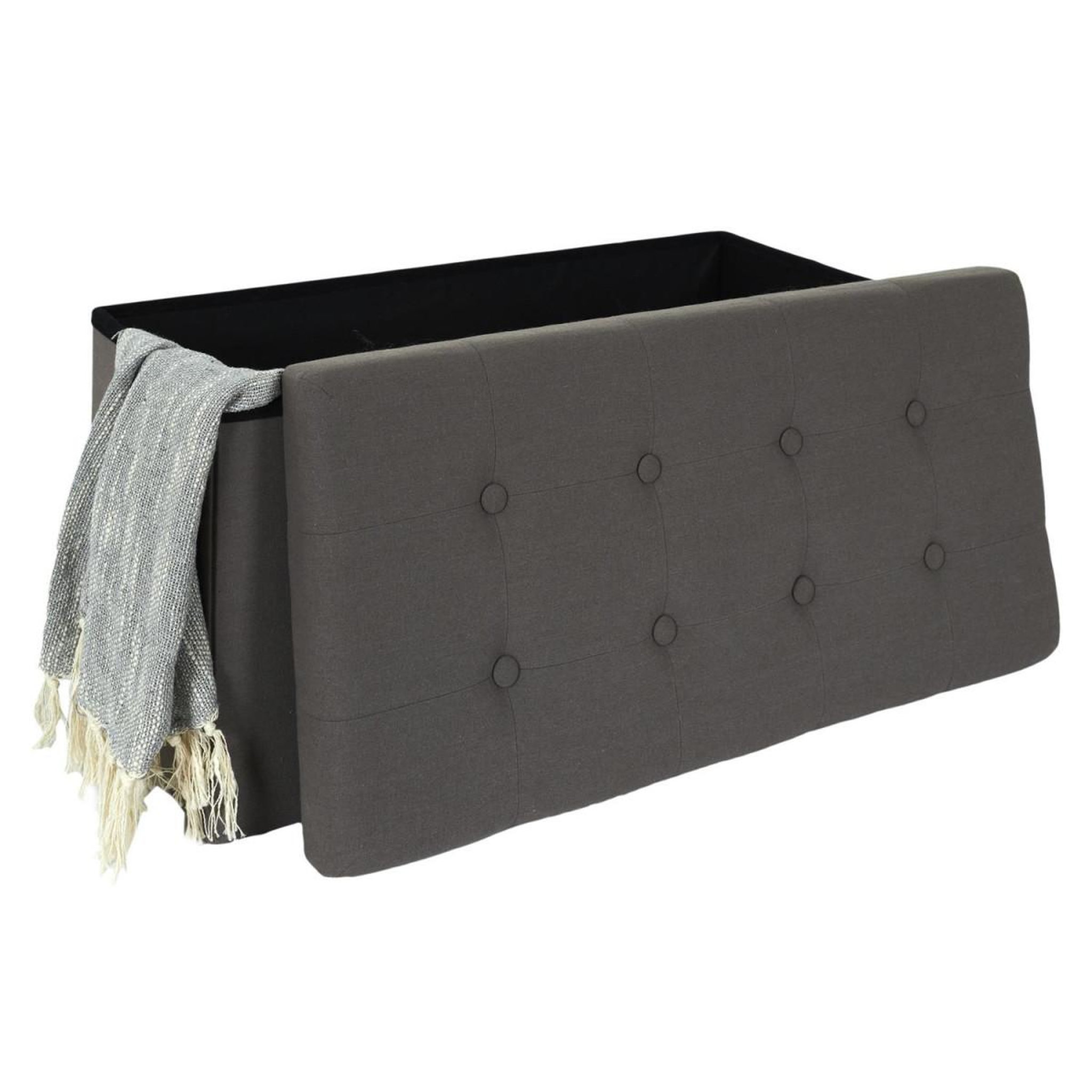 Voir la diapositive 4 : The Home Deco Factory Banc pliable & coffre  eleonor  76cm gris