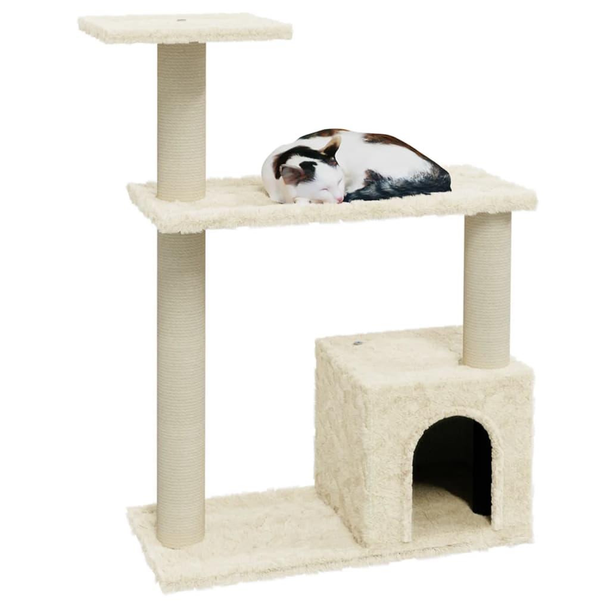 Voir la diapositive 3 : VIDAXL Arbre a chat avec griffoirs en sisal Creme 70 cm
