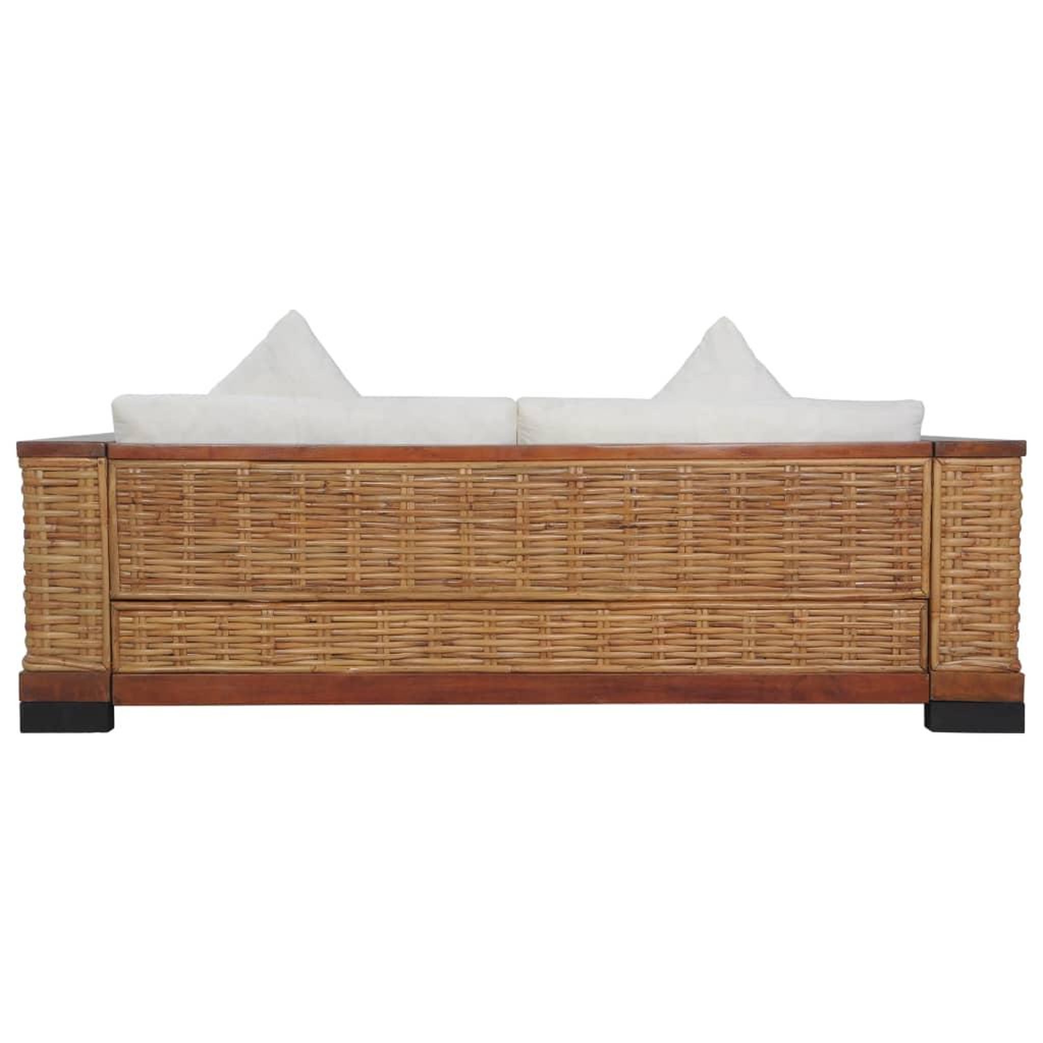 Voir la diapositive 3 : VIDAXL Canape a 3 places avec coussins Marron Rotin naturel