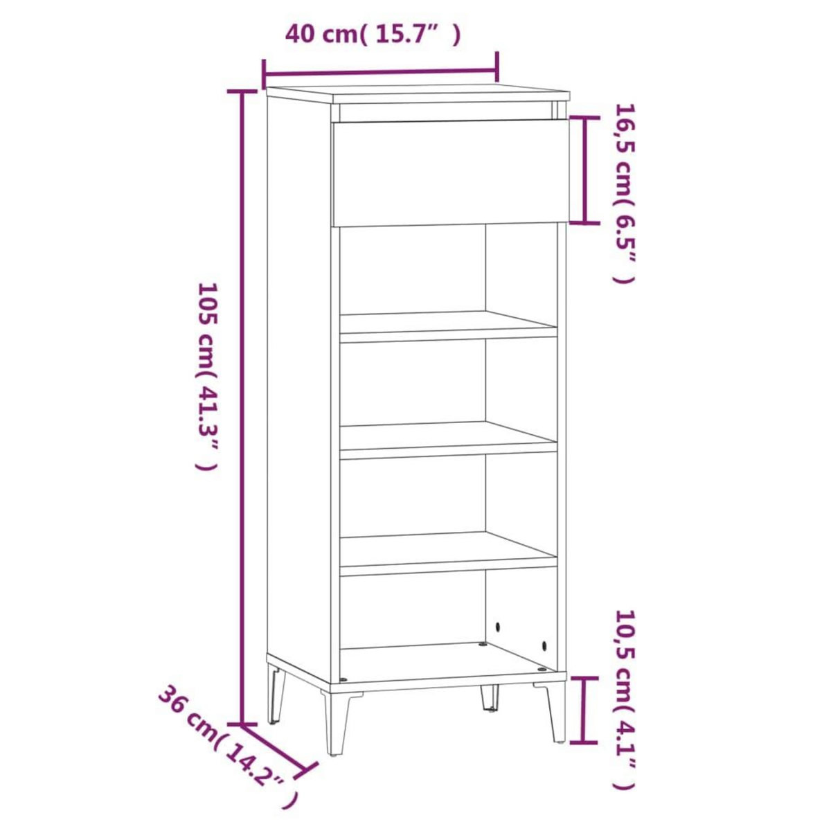 VIDAXL Etagere a chaussures Chene fume 40x36x105 cm Bois d'ingenierie