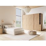 BEST MOBILIER Beanie - lit coffre - 160x200 cm - en velours - sommier inclus. Coloris disponibles : Beige