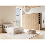 BEST MOBILIER Beanie - lit coffre - 160x200 cm - en velours - sommier inclus. Coloris disponibles : Beige