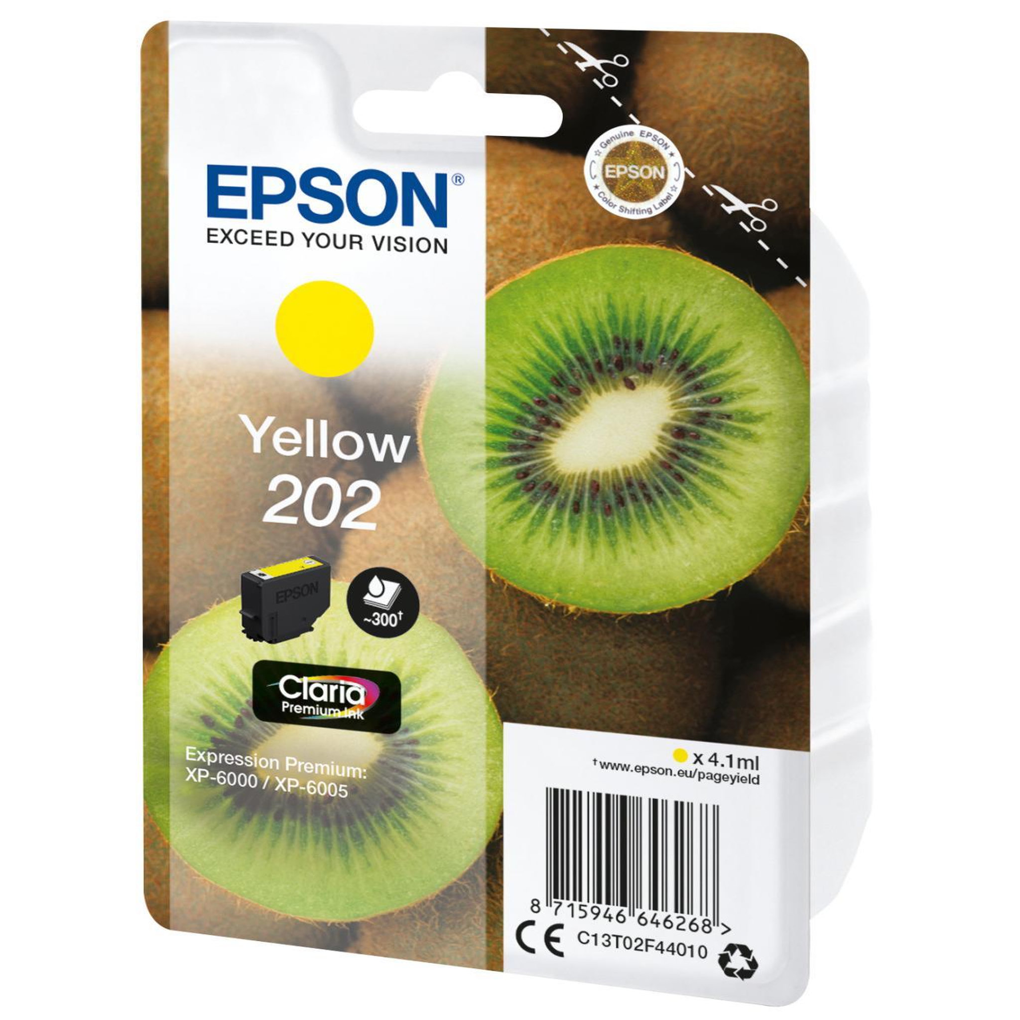 Voir la diapositive 3 : Epson Cartouche d'encre originale 202 jaune (yellow) série kiwi - c13t02e44010