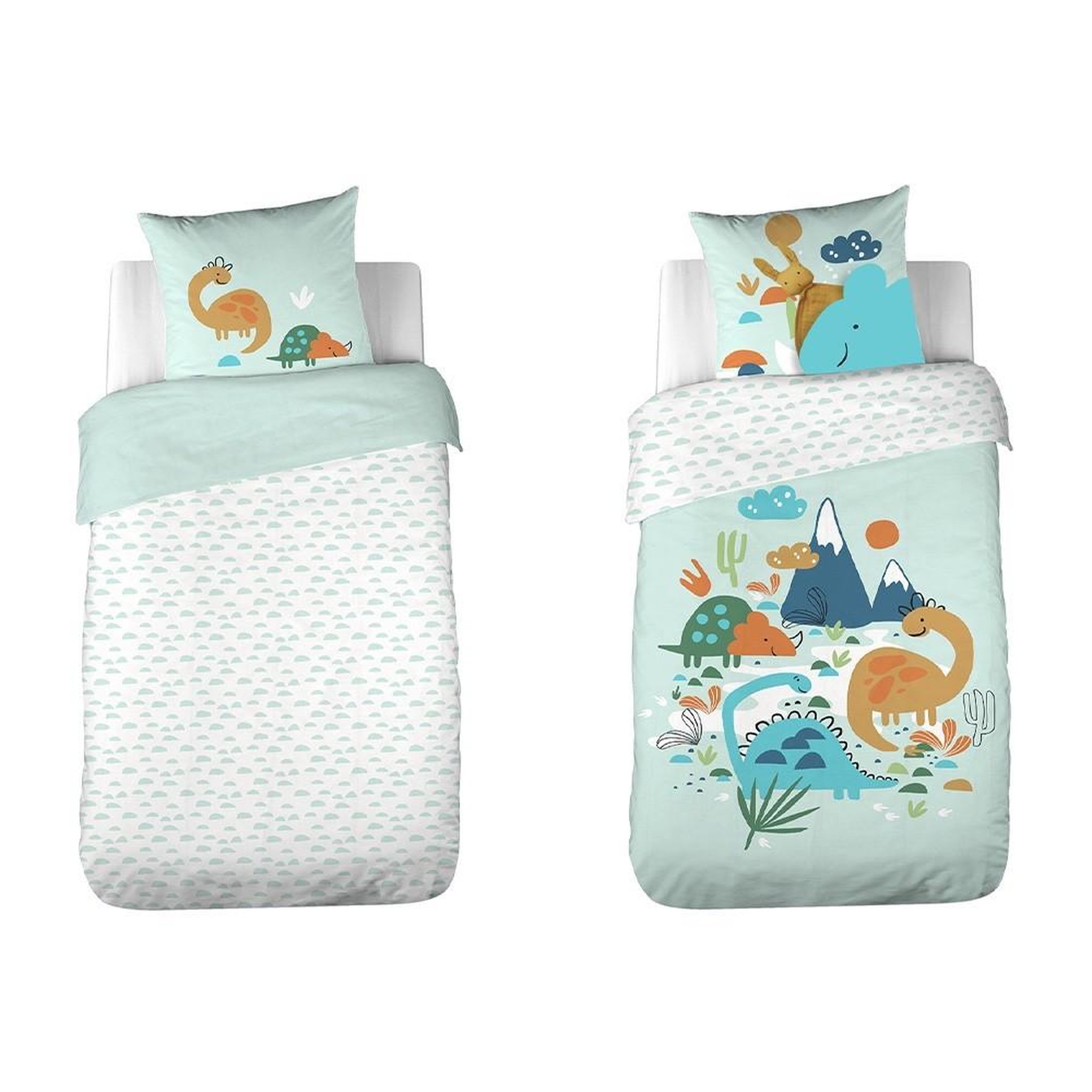 Voir la diapositive 4 : COTE DECO Housse de couette 140x200 réversible + 1 taie en coton adouci