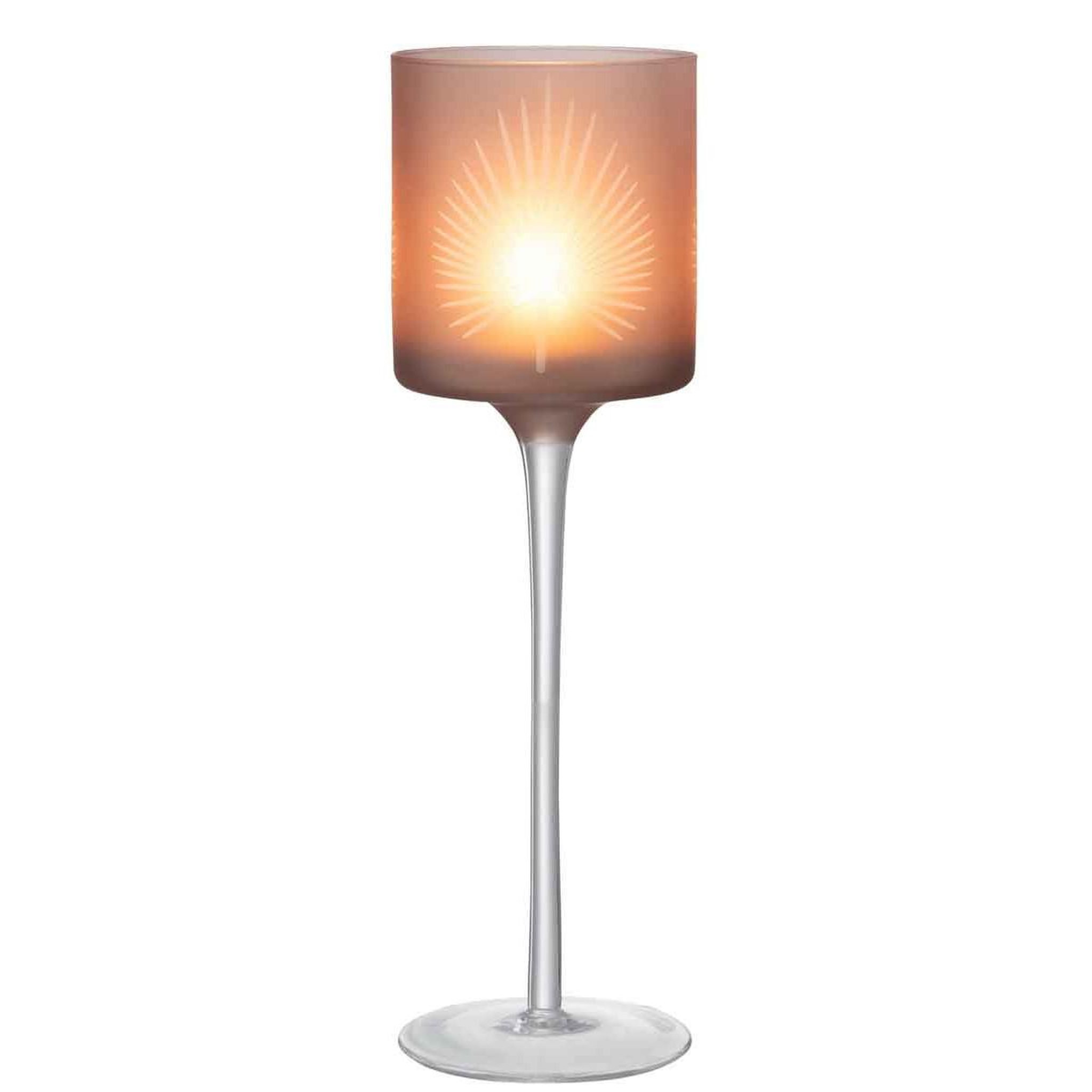 Voir la diapositive 2 : J-LINE Photophore déco  feuilles de palmier  30cm marron