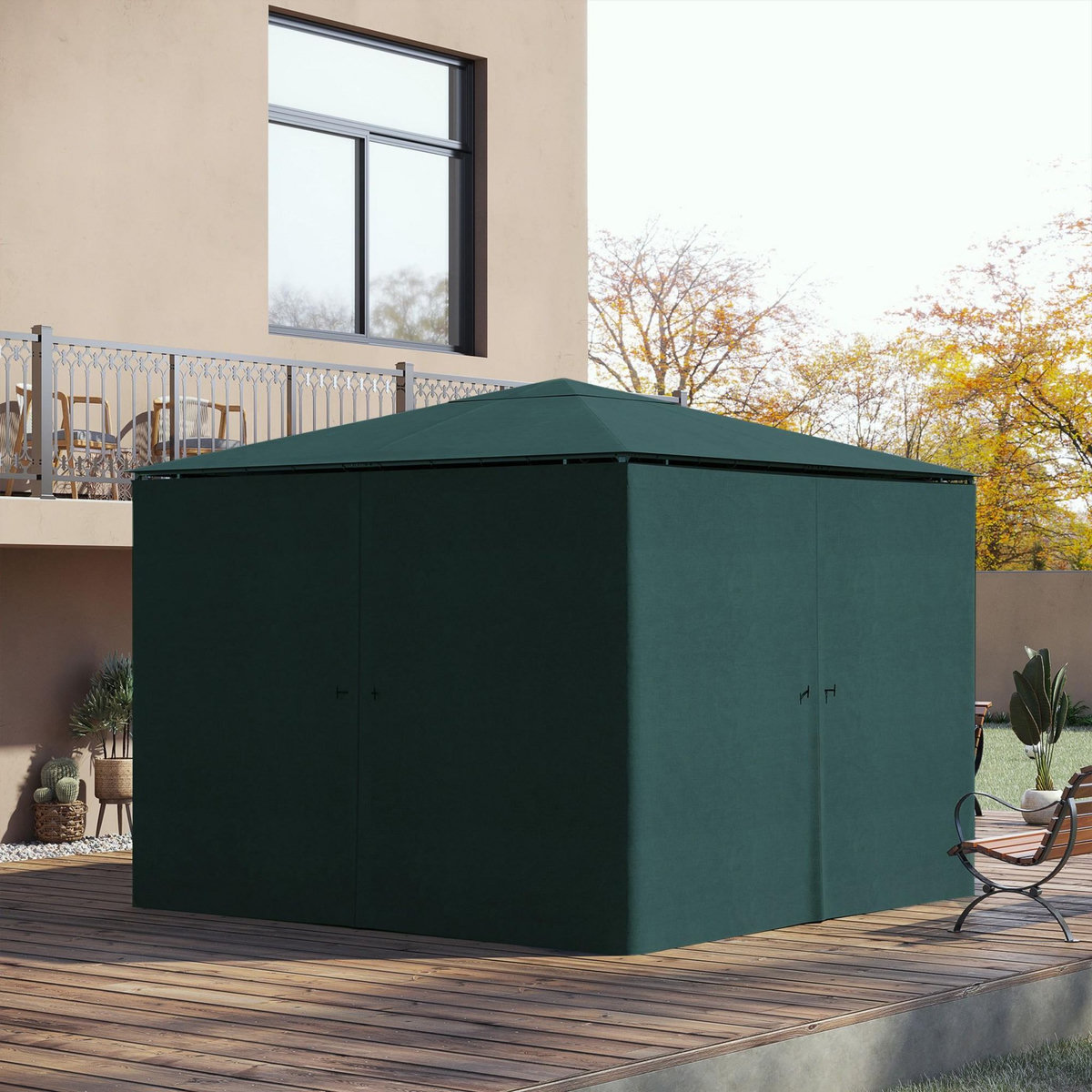 OUTSUNNY Parois latérales de rechange barnum tonnelle 3 x 3 m - 2 systèmes d'attache boucles ou crochets - zip - polyester gris