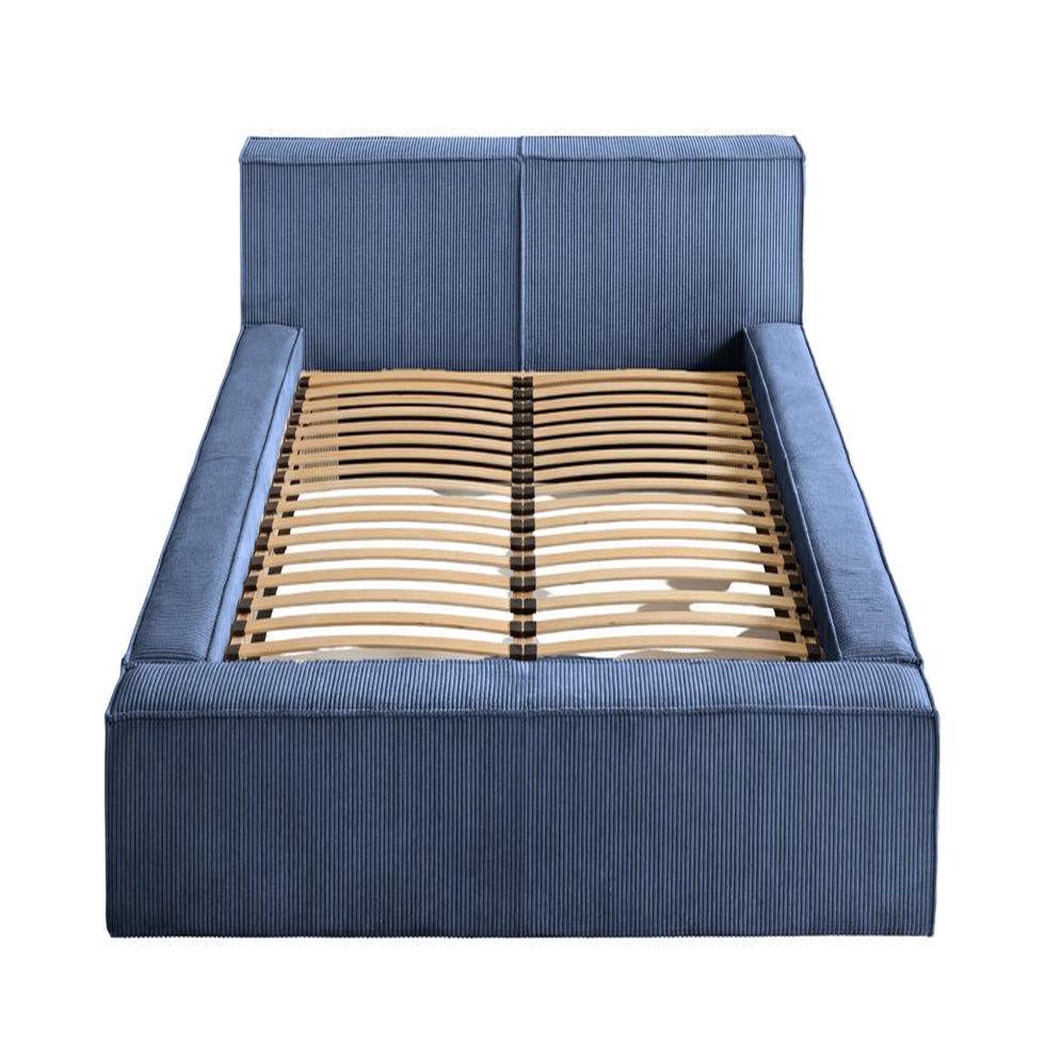 Voir la diapositive 1 : CASANOVA PARIS NOTO - Lit coffre petit velours côtelé Bleu