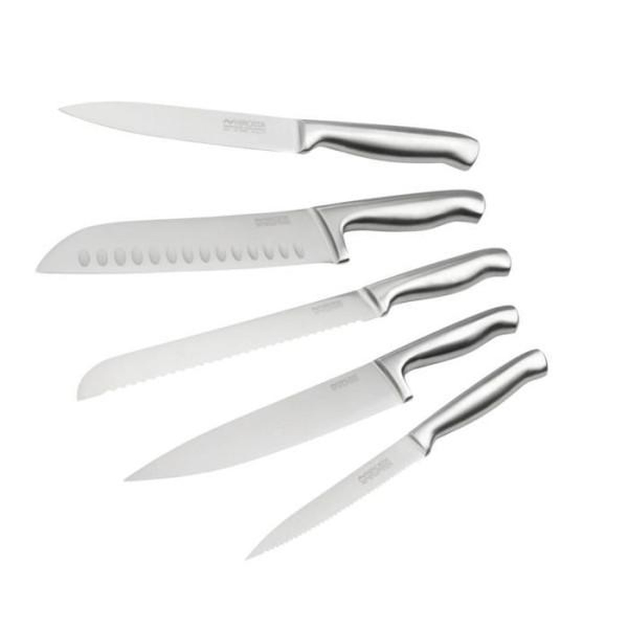 NIROSTA Ensemble de 5 couteaux de cuisine professionnels - NIROSTA - Inox - 24 a 33,5 cm