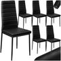 Voir la diapositive 1 : tectake Ensemble de chaises de salle à manger rembourrées avec revêtement aspect cuir noir Lot de 6