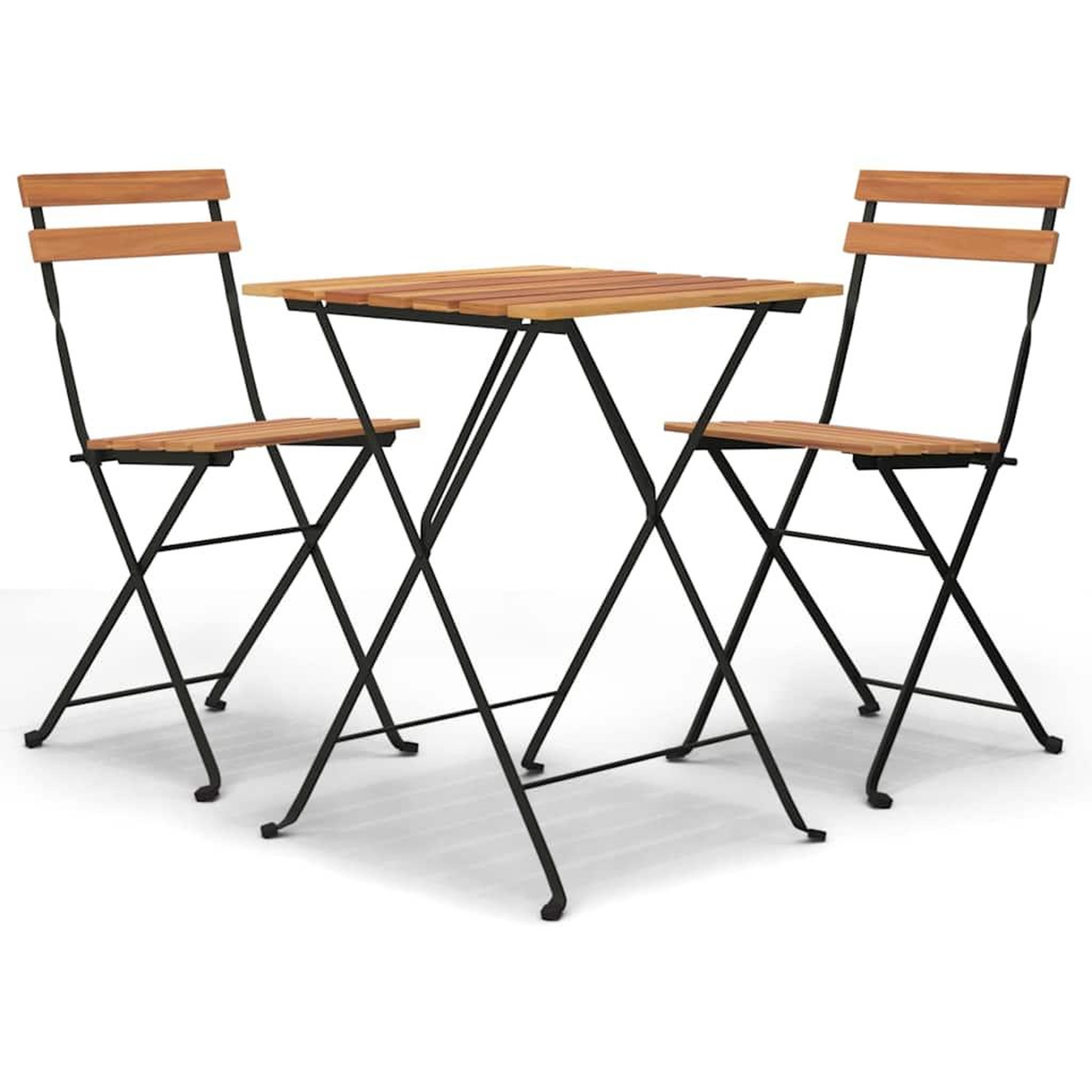 VIDAXL Ensemble de bistro pliable 3 pcs bois de teck massif et acier